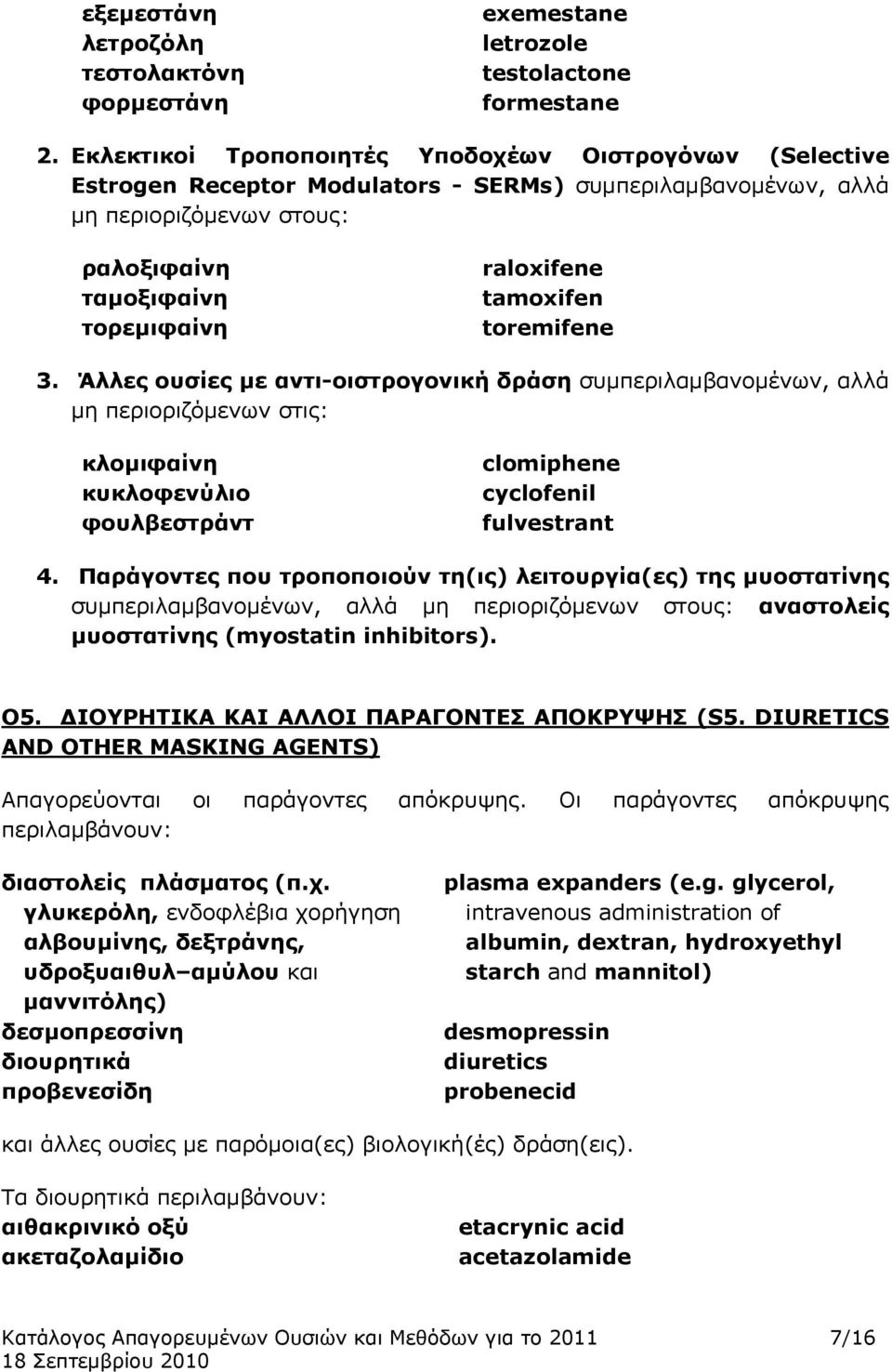 tamoxifen toremifene 3. Άλλες ουσίες με αντι-οιστρογονική δράση συμπεριλαμβανομένων, αλλά μη περιοριζόμενων στις: κλομιφαίνη κυκλοφενύλιο φουλβεστράντ clomiphene cyclofenil fulvestrant 4.