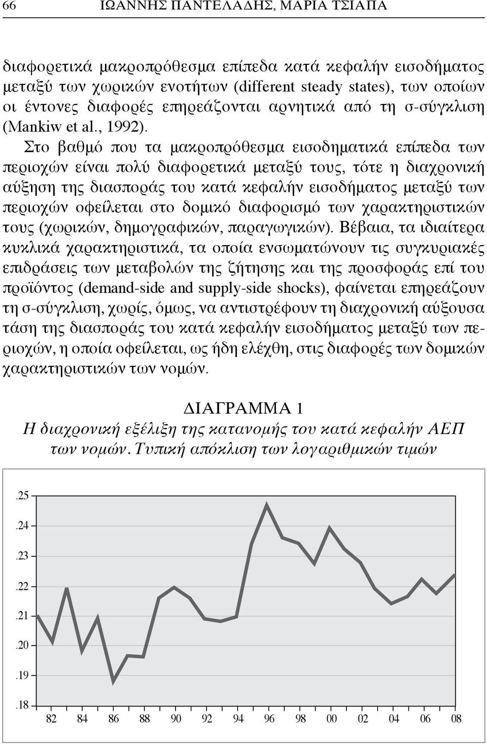 Στο βαθμό που τα μακροπρόθεσμα εισοδηματικά επίπεδα των περιοχών είναι πολύ διαφορετικά μεταξύ τους, τότε η διαχρονική αύξηση της διασποράς του κατά κεφαλήν εισοδήματος μεταξύ των περιοχών οφείλεται