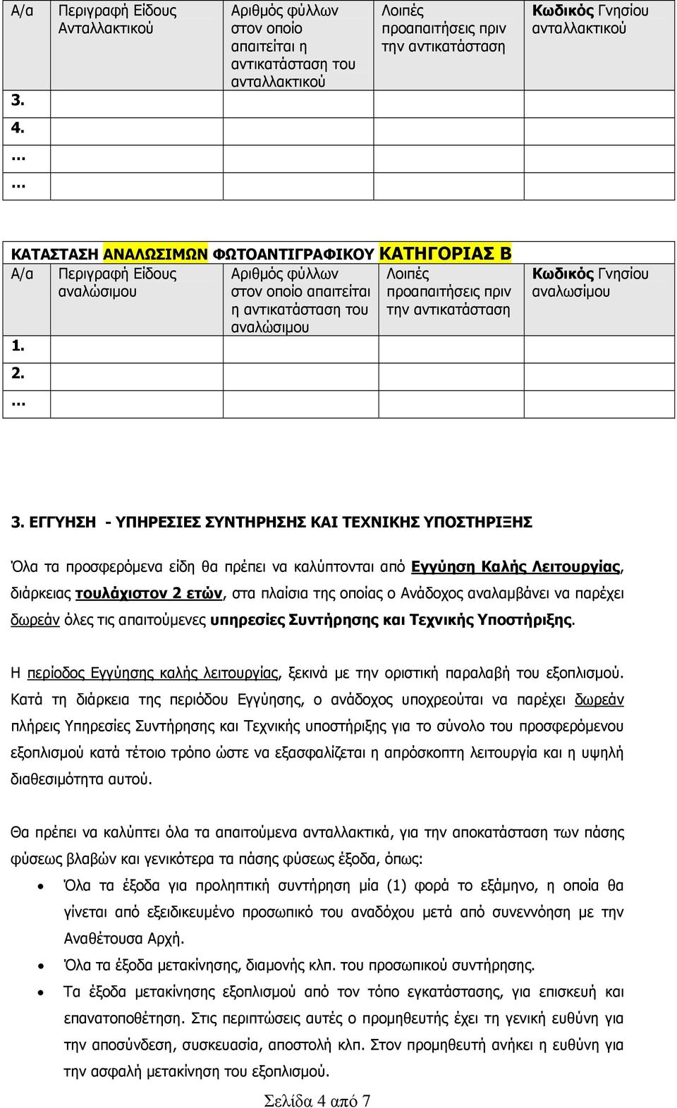 Αριθμός φύλλων στον οποίο απαιτείται η αντικατάσταση του αναλώσιμου Λοιπές προαπαιτήσεις πριν την αντικατάσταση Κωδικός Γνησίου αναλωσίμου 3.