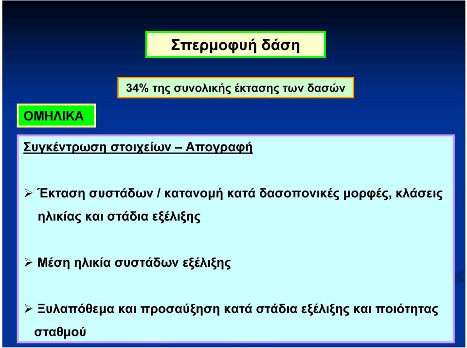 δασοπονικές μορφές, κλάσεις ηλικίας και στάδια εξέλιξης Μέση ηλικία