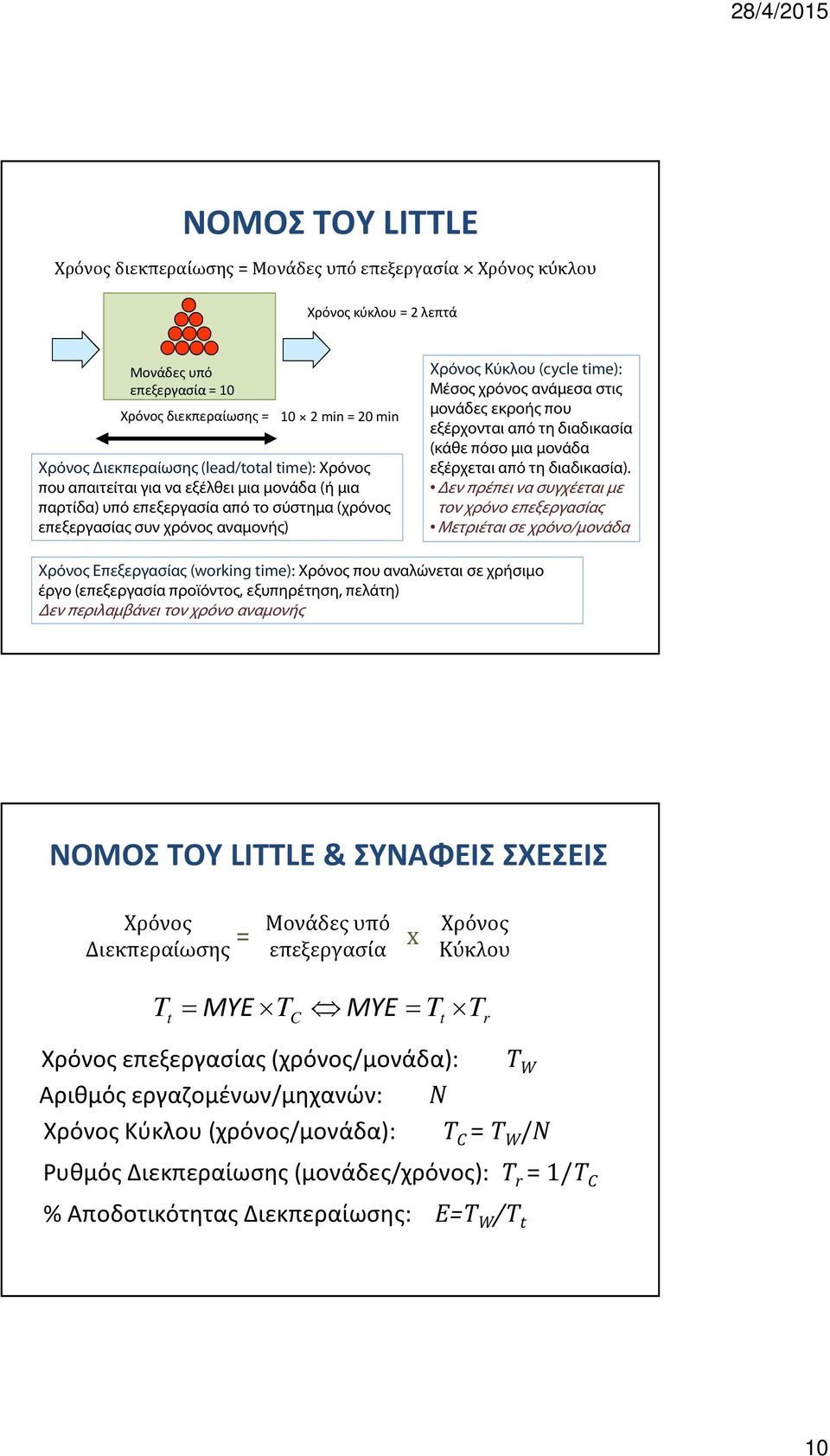 ανάμεσα στις μονάδες εκροής που εξέρχονται από τη διαδικασία (κάθε πόσο μια μονάδα εξέρχεται από τη διαδικασία).