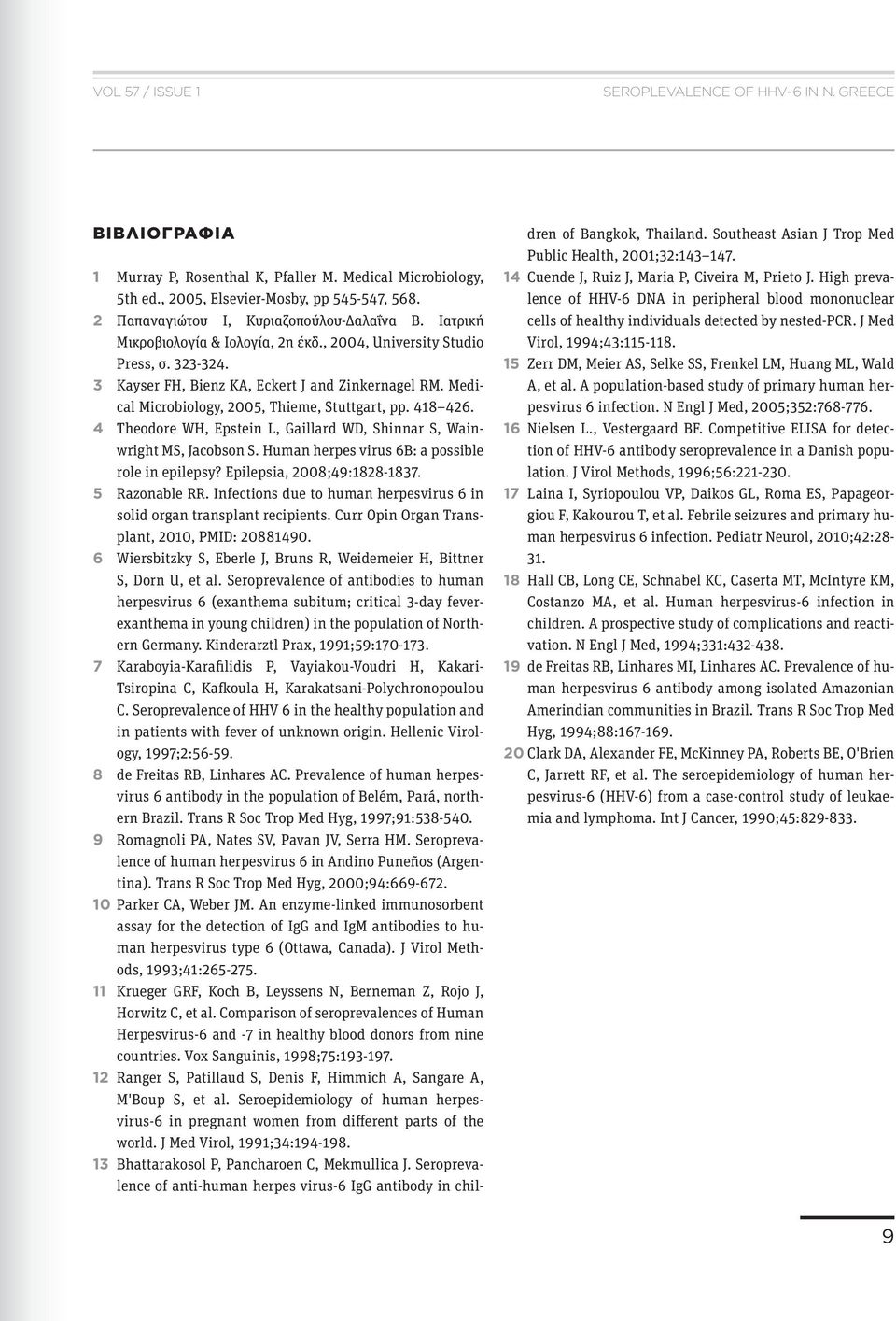 Medical Microbiology, 2005, Thieme, Stuttgart, pp. 418 426. 4 Theodore WH, Epstein L, Gaillard WD, Shinnar S, Wainwright MS, Jacobson S. Human herpes virus 6B: a possible role in epilepsy?