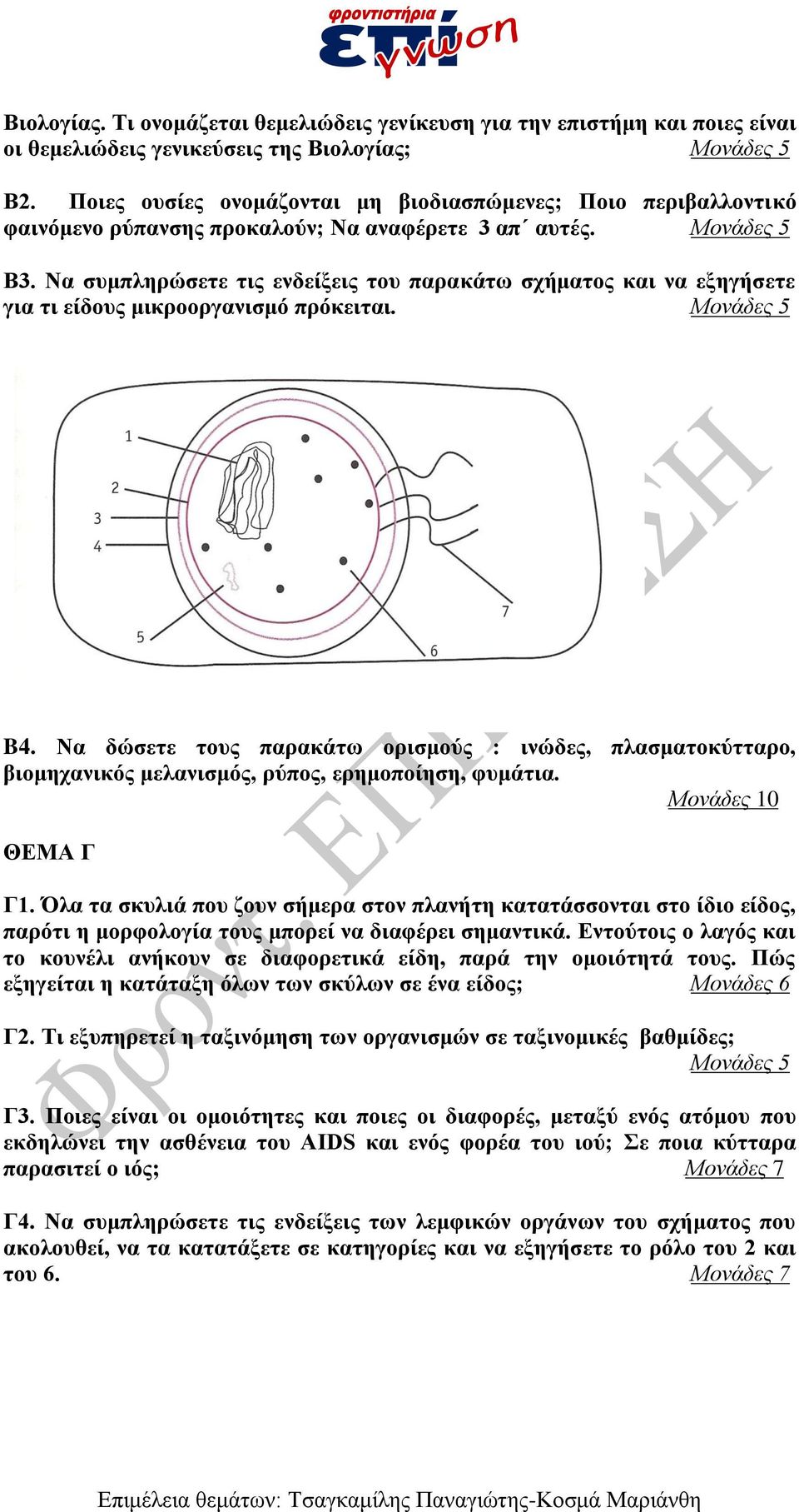 Να ζπκπιεξώζεηε ηηο ελδείμεηο ηνπ παξαθάησ ζρήκαηνο θαη λα εμεγήζεηε γηα ηη είδνπο κηθξννξγαληζκό πξόθεηηαη. Μονάδερ 5 B4.