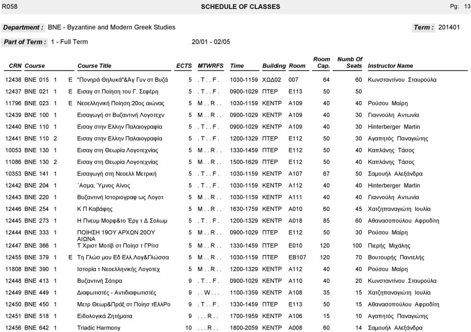 Σεφέρη - ΠΤΡ ΒΝ Νεοελληνική Ποίηση:ος αιώνας - Α Ρούσου Μαίρη ΒΝ ισαγωγή στ Βυζαντινή Λογοτεχν - Α Γιαννούλη Αντωνία ΒΝ ισαγ στην λλην Παλαιογραφία - Α Hinterberger Martin ΒΝ ισαγ στην λλην