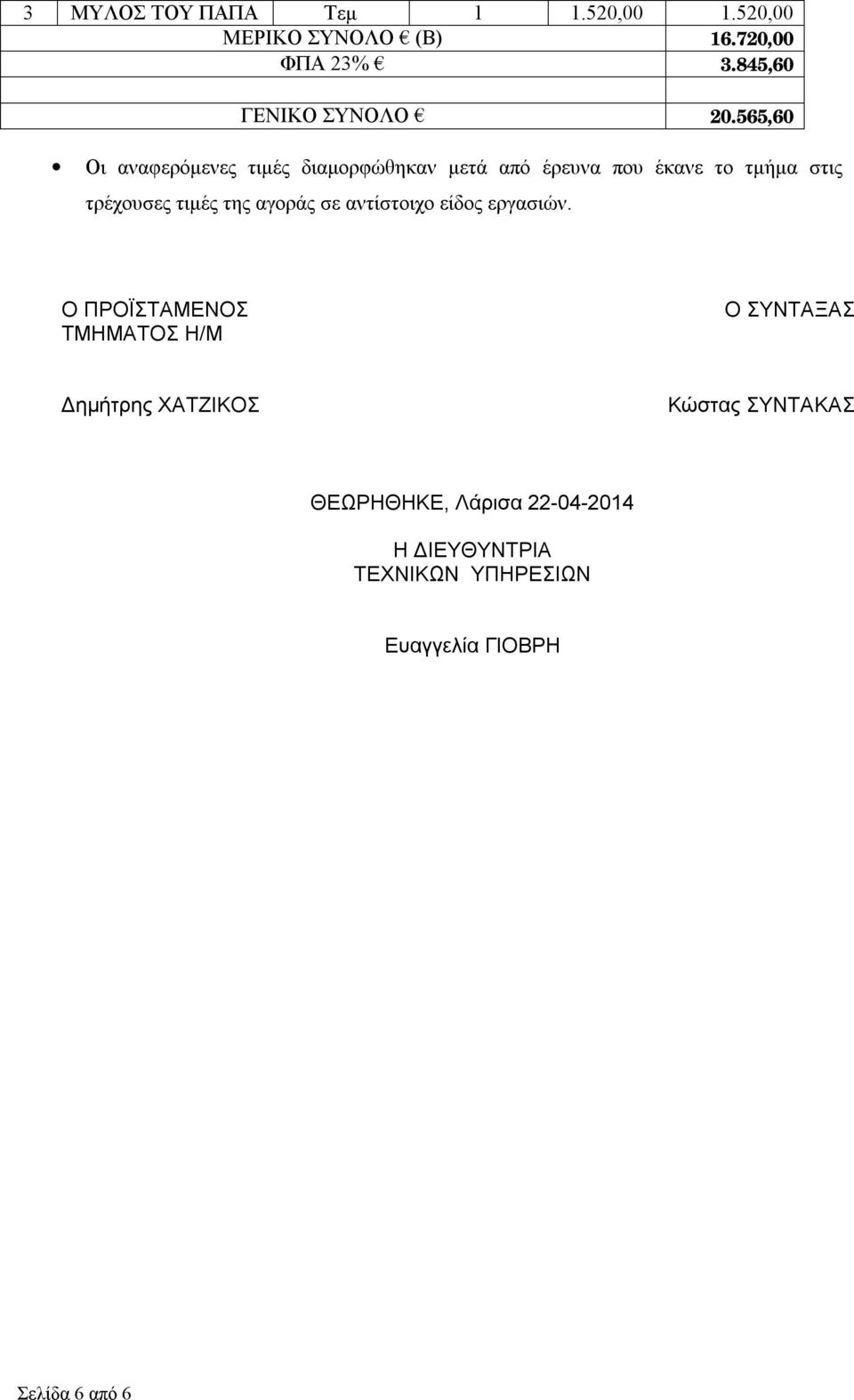 αγοράς σε αντίστοιχο είδος εργασιών.