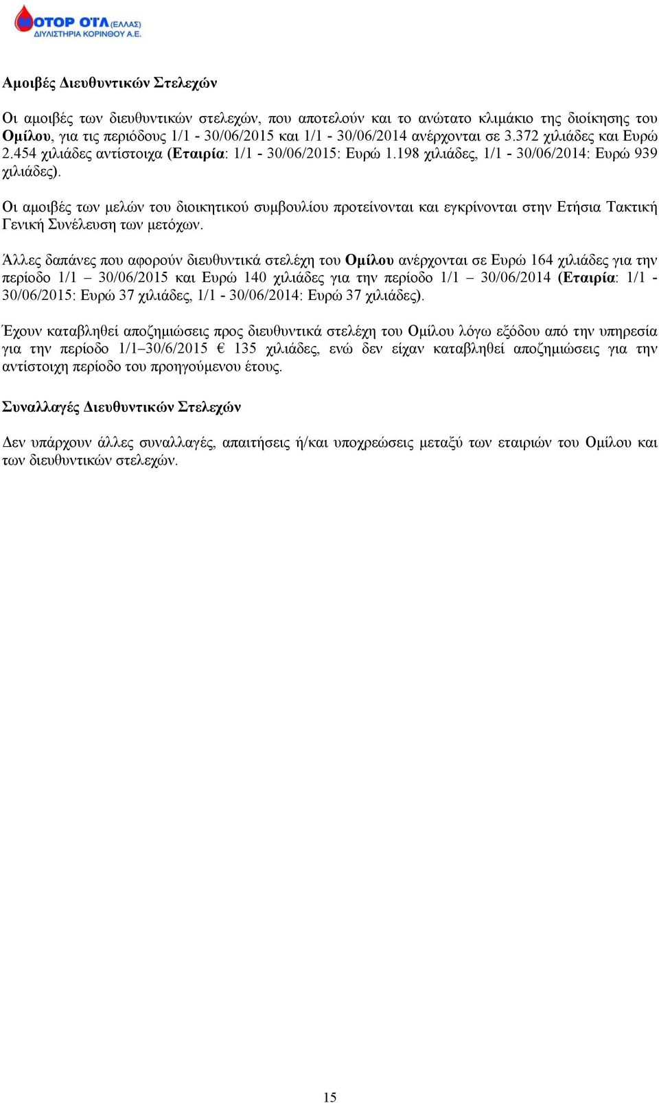 Οι αμοιβές των μελών του διοικητικού συμβουλίου προτείνονται και εγκρίνονται στην Ετήσια Τακτική Γενική Συνέλευση των μετόχων.