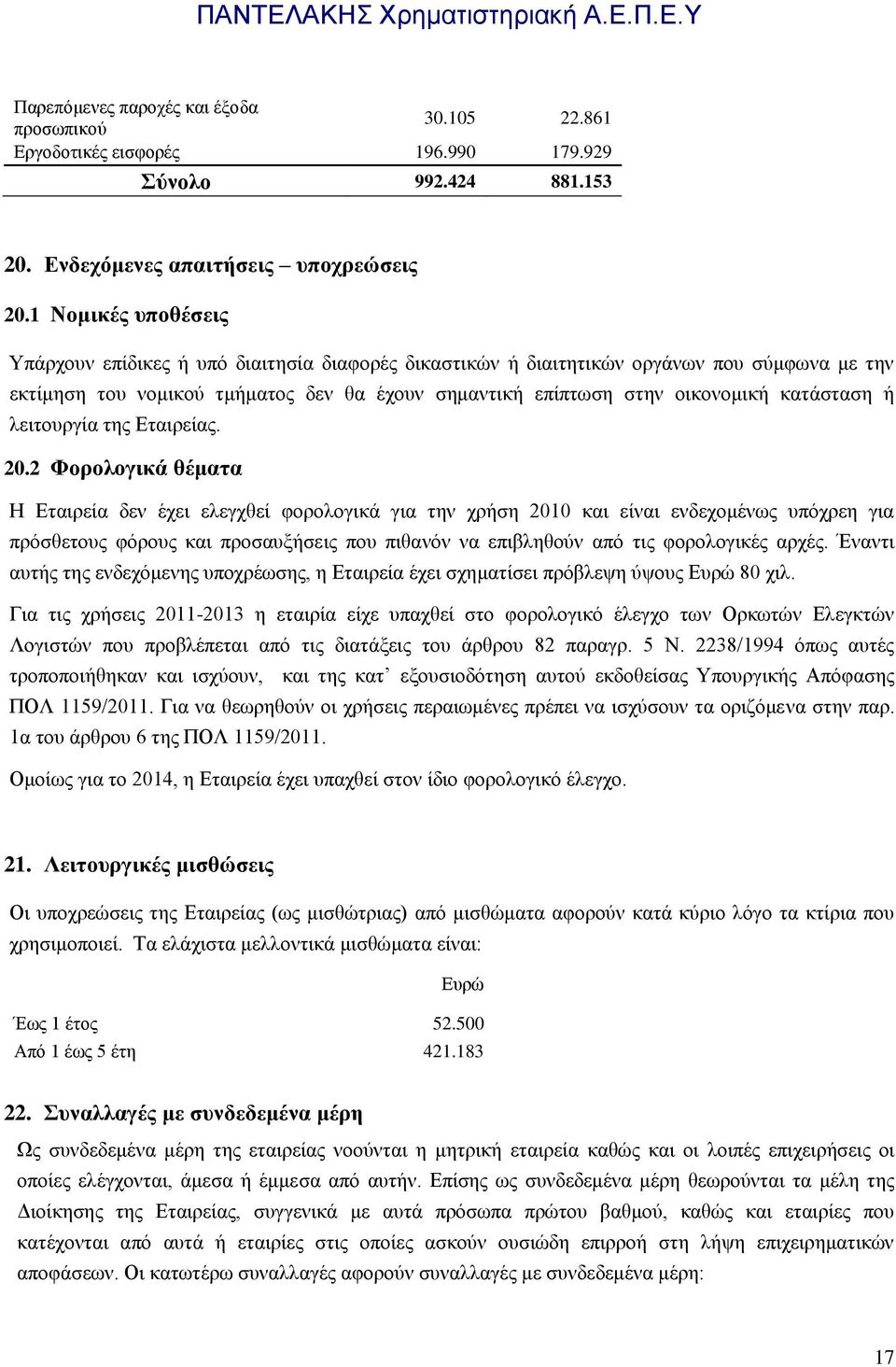 κατάσταση ή λειτουργία της Εταιρείας. 20.