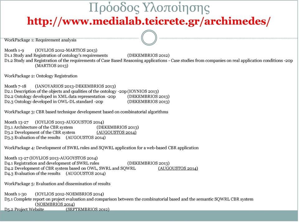 2 Study and Registration of the requirements of Case Based Reasoning applications - Case studies from companies on real application conditions -20p (MARTIOS 2013) WorkPackage 2: Ontology Registration