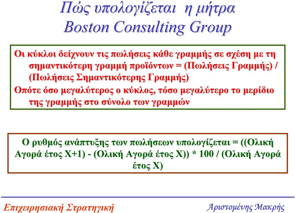 µεγαλύτερος ο κύκλος, τόσο µεγαλύτερο το µερίδιο της γραµµής στο σύνολο των γραµµών Ο ρυθµός ανάπτυξης