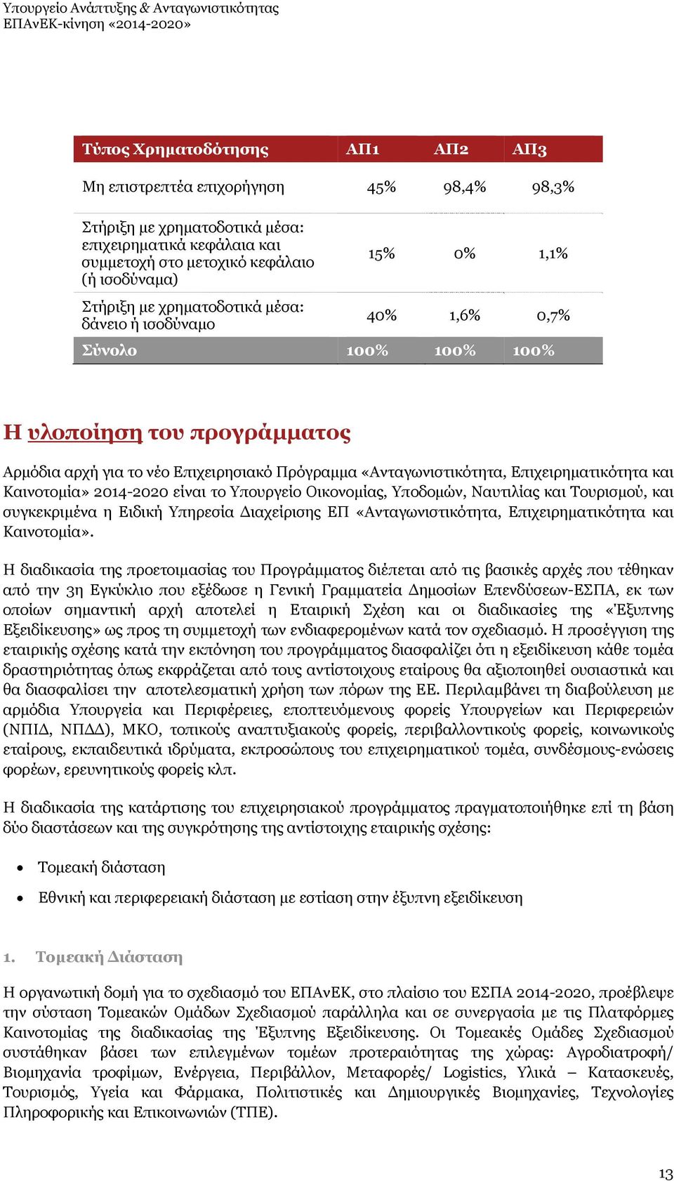 Επιχειρηματικότητα και Καινοτομία» 2014-2020 είναι το Υπουργείο Οικονομίας, Υποδομών, Ναυτιλίας και Τουρισμού, και συγκεκριμένα η Ειδική Υπηρεσία Διαχείρισης ΕΠ «Ανταγωνιστικότητα, Επιχειρηματικότητα