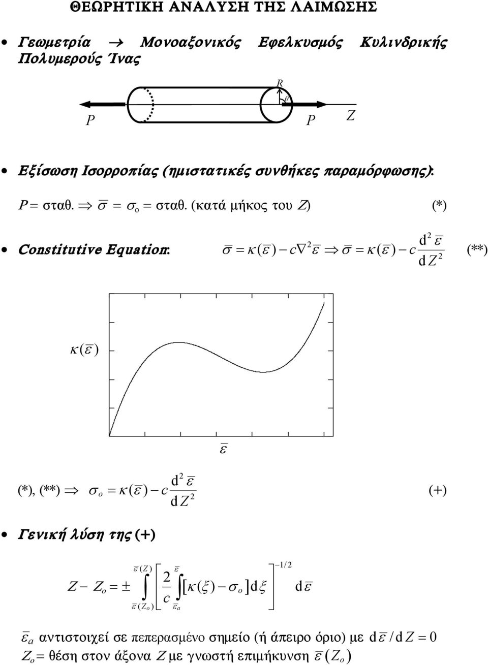 (êáôü ìþêïò ôïõ Æ) (*) Cnstitutive Åquatin: 2 2 d c c Z 2 ( ) ( ) (**) d ( ) (*), (**) 2 d ( ) c Z 2 (+) d