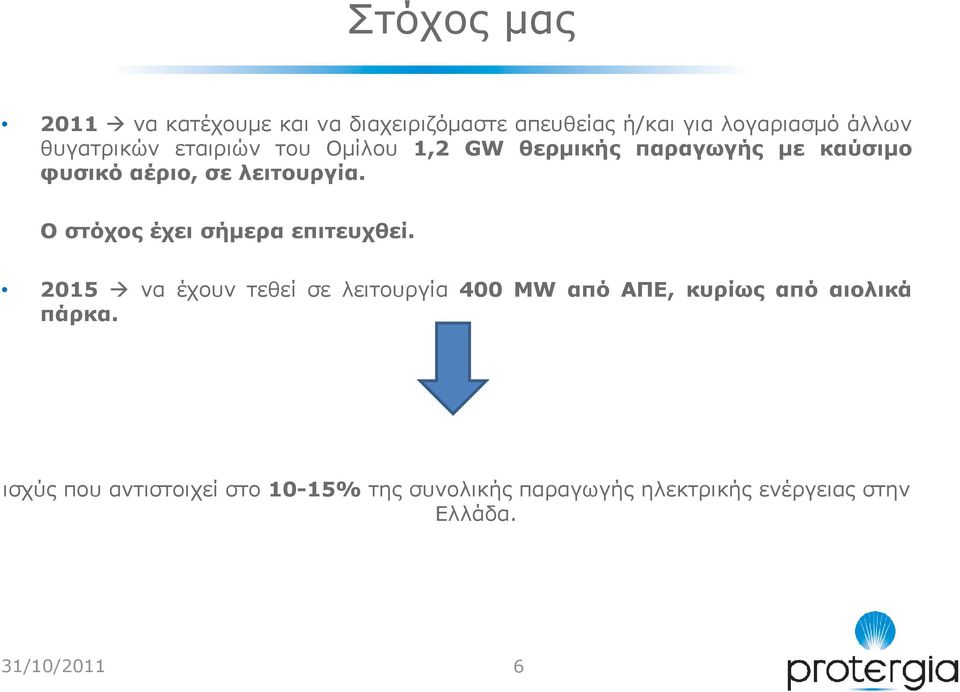 O στόχος έχει σήµερα επιτευχθεί.