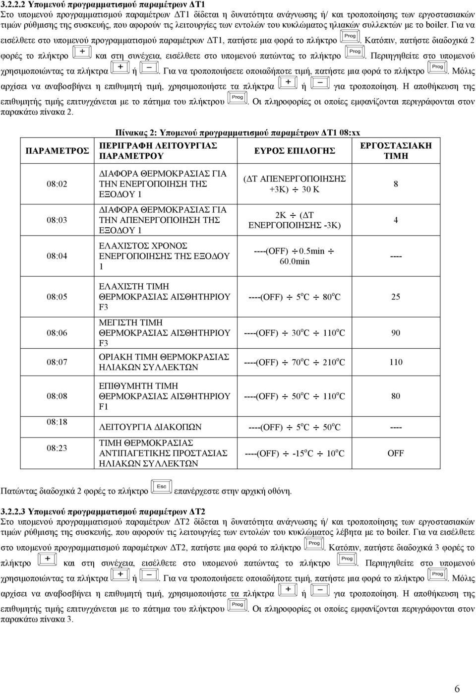 Κατόπιν, πατήστε διαδοχικά 2 φορές το πλήκτρο και στη συνέχεια, εισέλθετε στο υποµενού πατώντας το πλήκτρο. Περιηγηθείτε στο υποµενού χρησιµοποιώντας τα πλήκτρα ή.