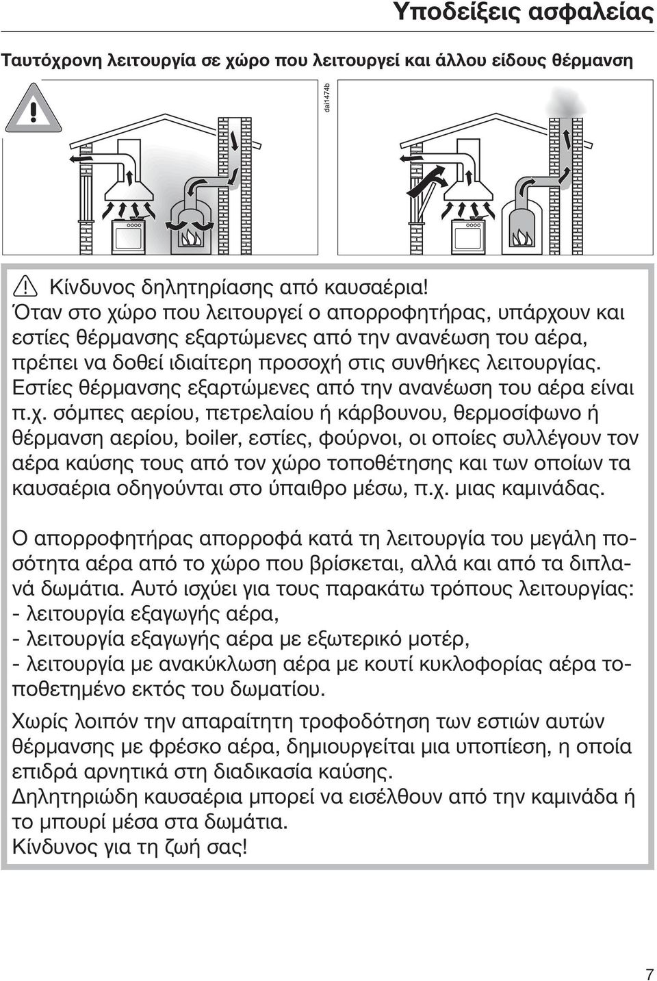 Εστίες θέρμανσης εξαρτώμενες από την ανανέωση του αέρα είναι π.χ.