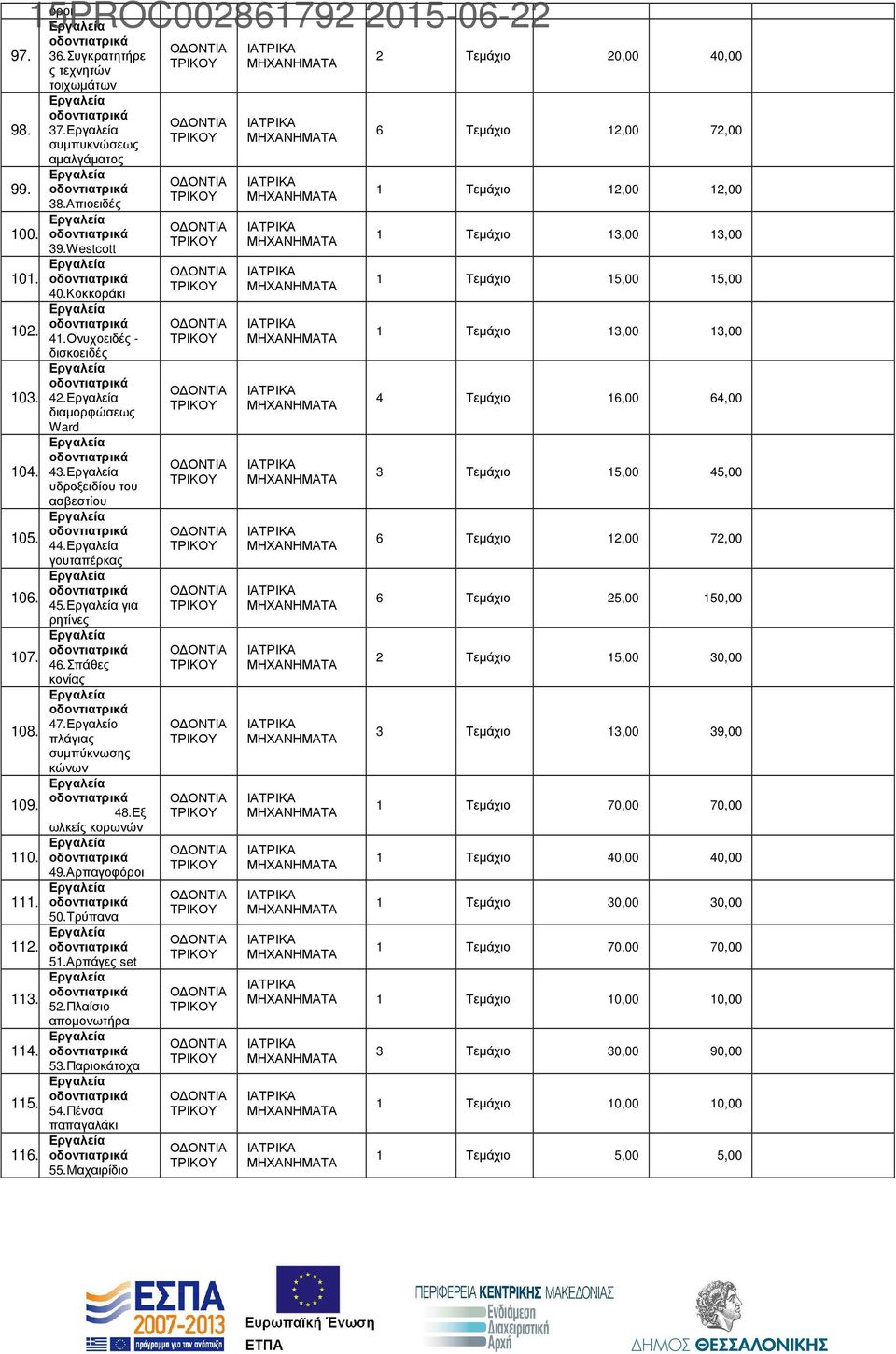 51.Αρπάγες set 113. 52.Πλαίσιο αποµονωτήρα 114. 53.Παριοκάτοχα 115. 54.Πένσα παπαγαλάκι 116. 55.