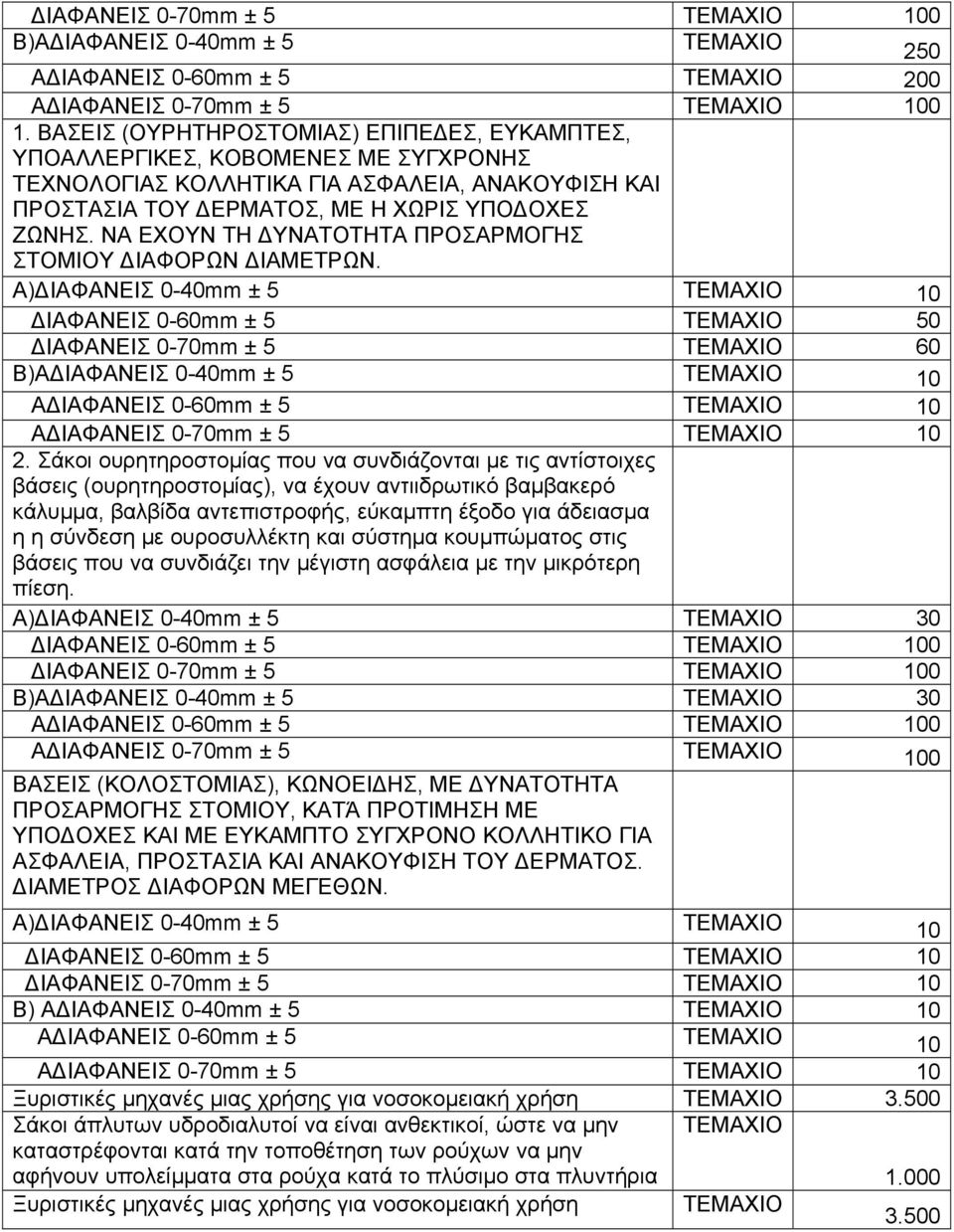 ΝΑ ΕΧΟΥΝ ΤΗ ΥΝΑΤΟΤΗΤΑ ΠΡΟΣΑΡΜΟΓΗΣ ΣΤΟΜΙΟΥ ΙΑΦΟΡΩΝ ΙΑΜΕΤΡΩΝ.