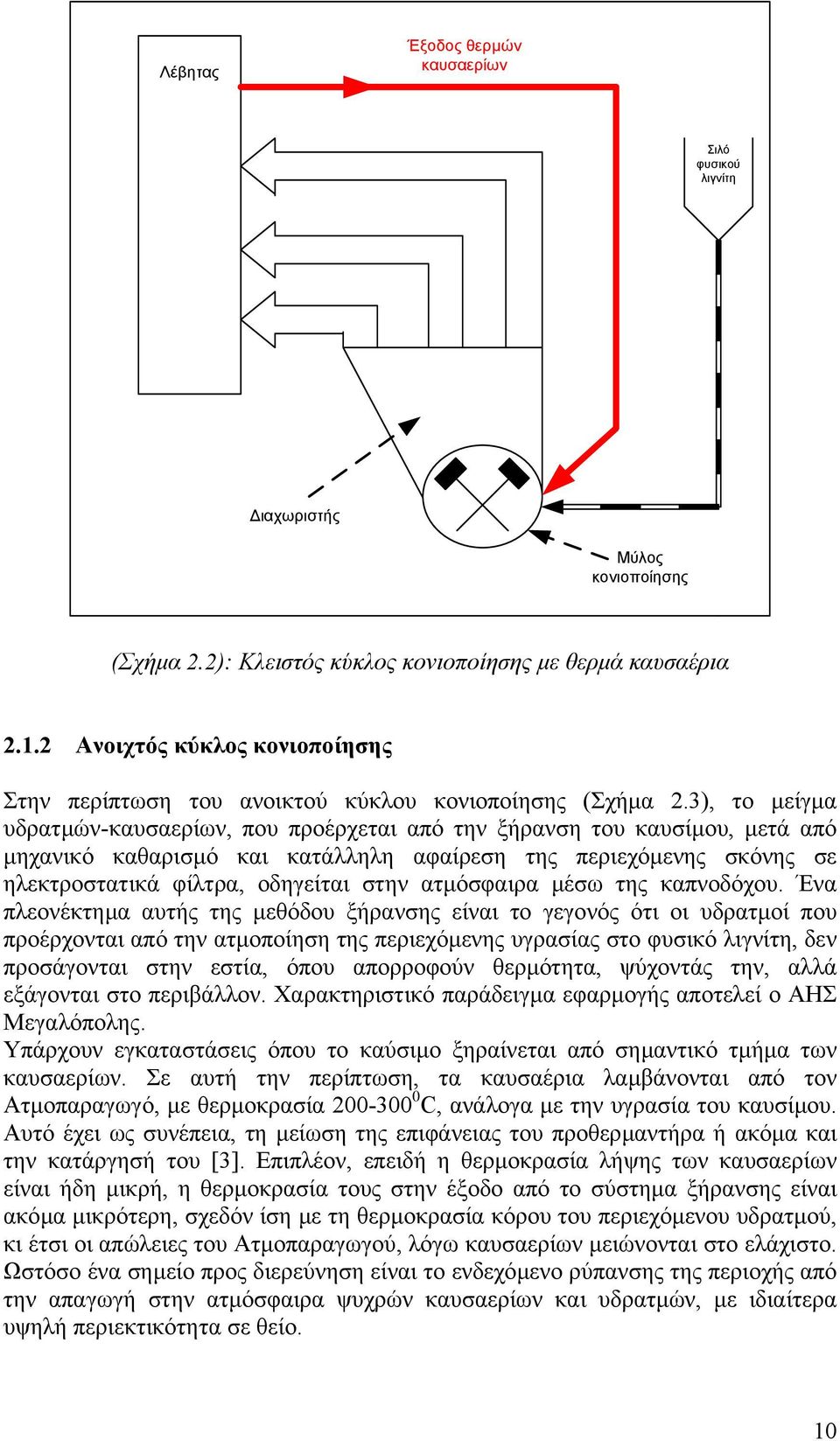 3), το µείγµα υδρατµών-καυσαερίων, που προέρχεται από την ξήρανση του καυσίµου, µετά από µηχανικό καθαρισµό και κατάλληλη αφαίρεση της περιεχόµενης σκόνης σε ηλεκτροστατικά φίλτρα, οδηγείται στην