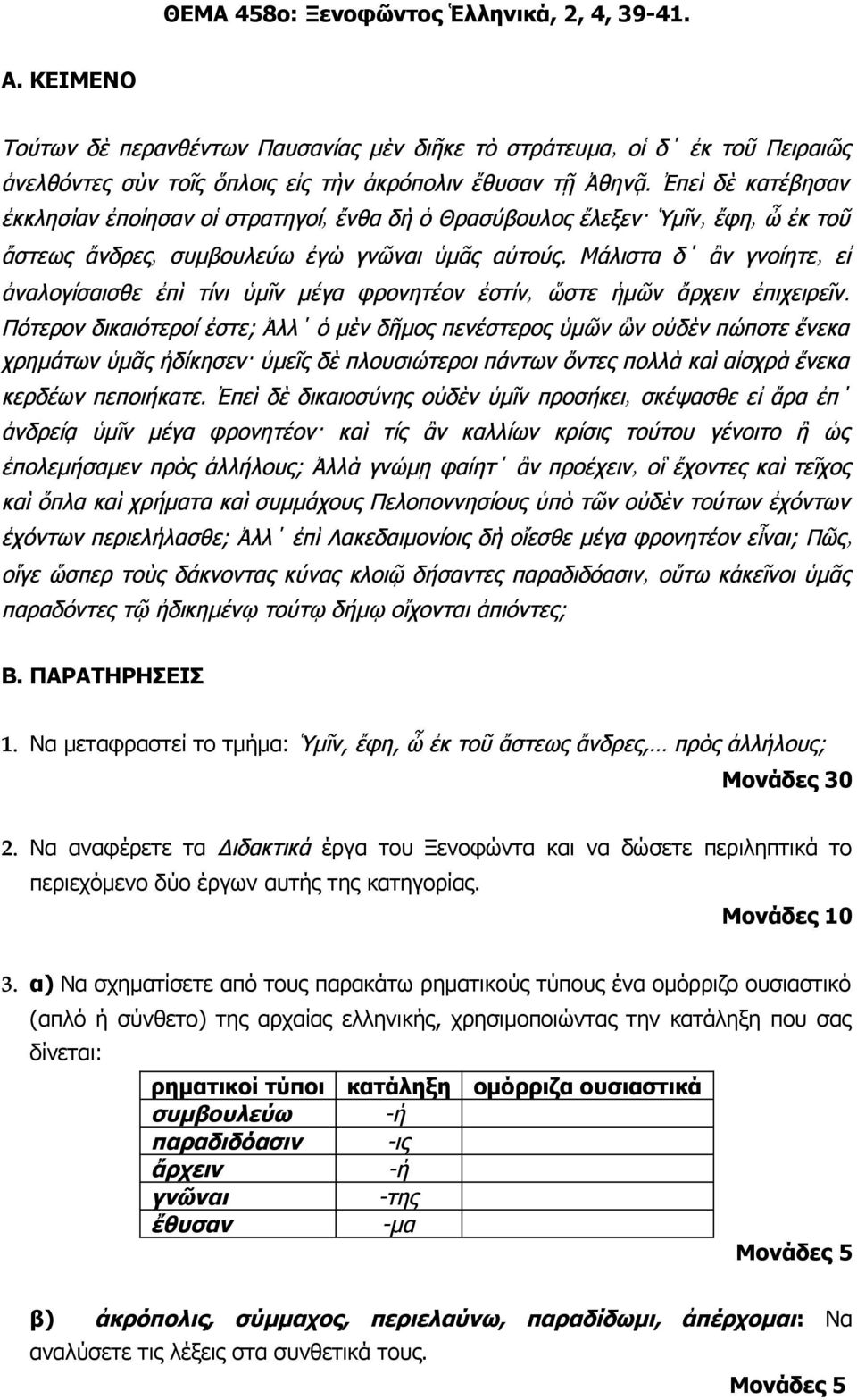 Να αναφέρετε τα Διδακτικά έργα του Ξενοφώντα και να δώσετε περιληπτικά το περιεχόμενο δύο έργων αυτής της κατηγορίας. 3.