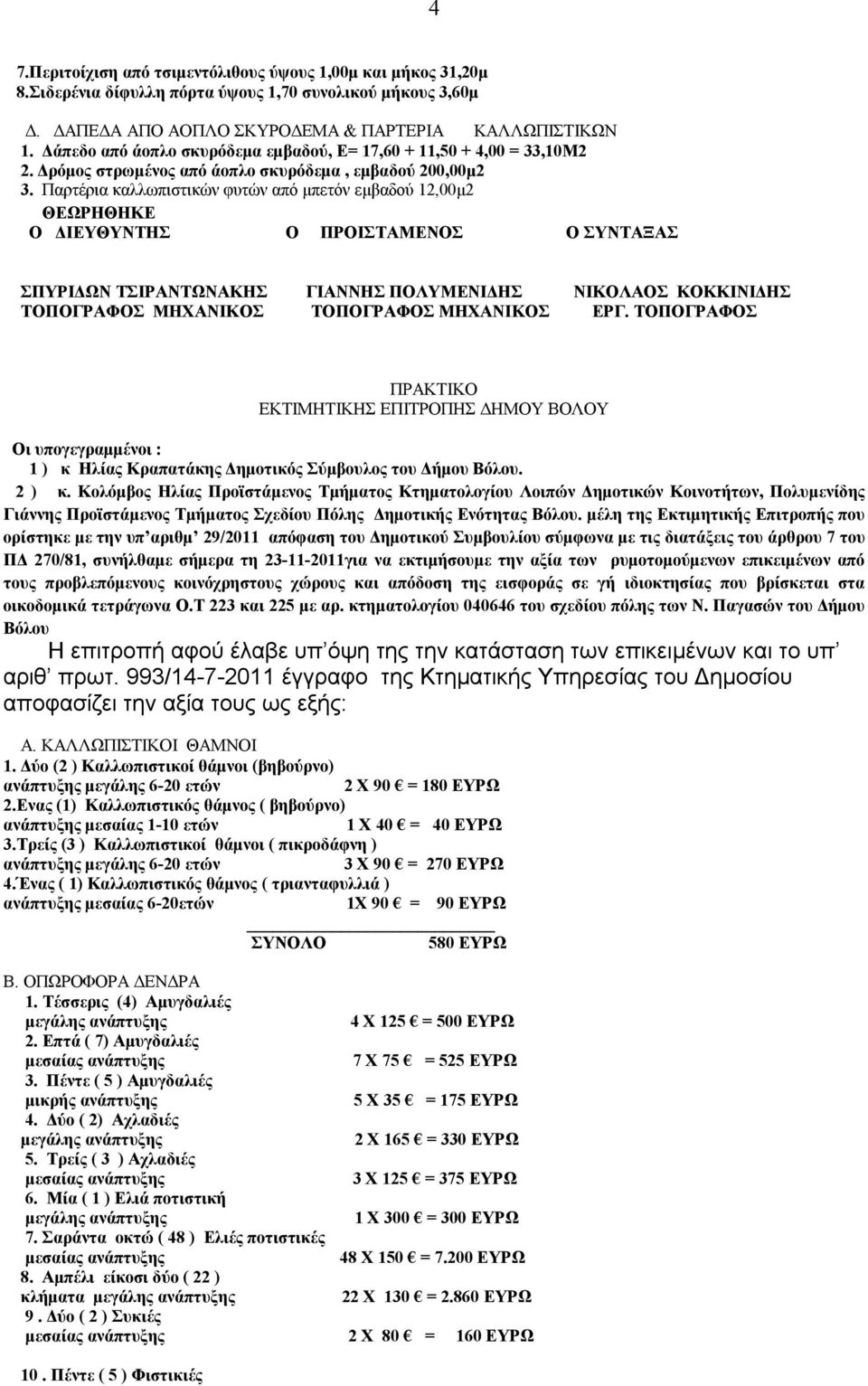 Παρτέρια καλλωπιστικών φυτών από μπετόν εμβαδού 12,00μ2 ΘΕΩΡΗΘΗΚΕ Ο ΔΙΕΥΘΥΝΤΗΣ Ο ΠΡΟΙΣΤΑΜΕΝΟΣ Ο ΣΥΝΤΑΞΑΣ ΣΠΥΡΙΔΩΝ ΤΣΙΡΑΝΤΩΝΑΚΗΣ ΓΙΑΝΝΗΣ ΠΟΛΥΜΕΝΙΔΗΣ ΝΙΚΟΛΑΟΣ ΚΟΚΚΙΝΙΔΗΣ ΤΟΠΟΓΡΑΦΟΣ ΜΗΧΑΝΙΚΟΣ ΤΟΠΟΓΡΑΦΟΣ