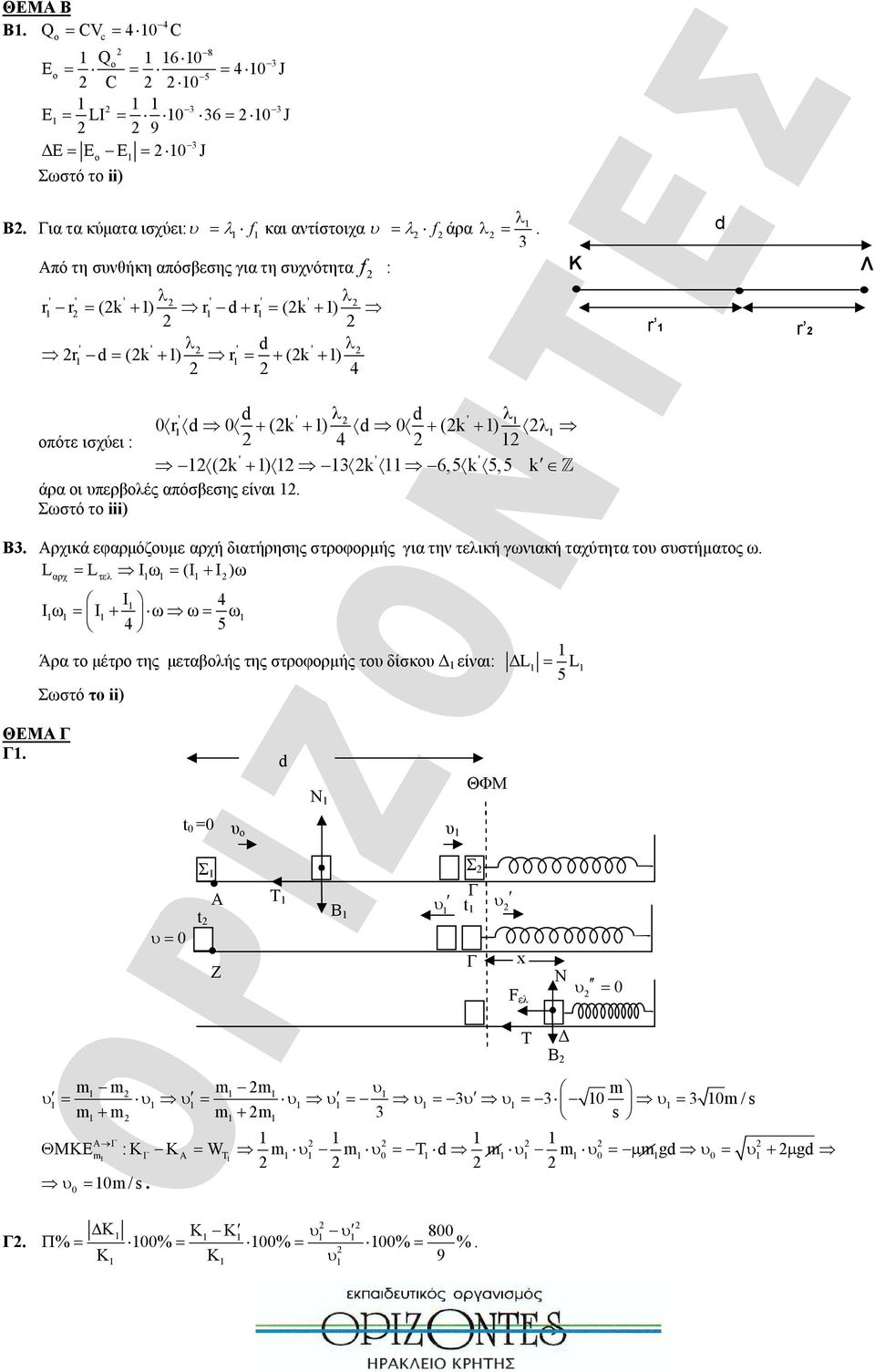 Κ d r r Λ ' d ' d ' 0r d 0 (k ) d 0 (k ) οπότε ισχύει : ' ' ' (k ) 3k 6,k, k άρα οι υπερβολές απόσβεσης είναι. Σωστό το iii) Β3.