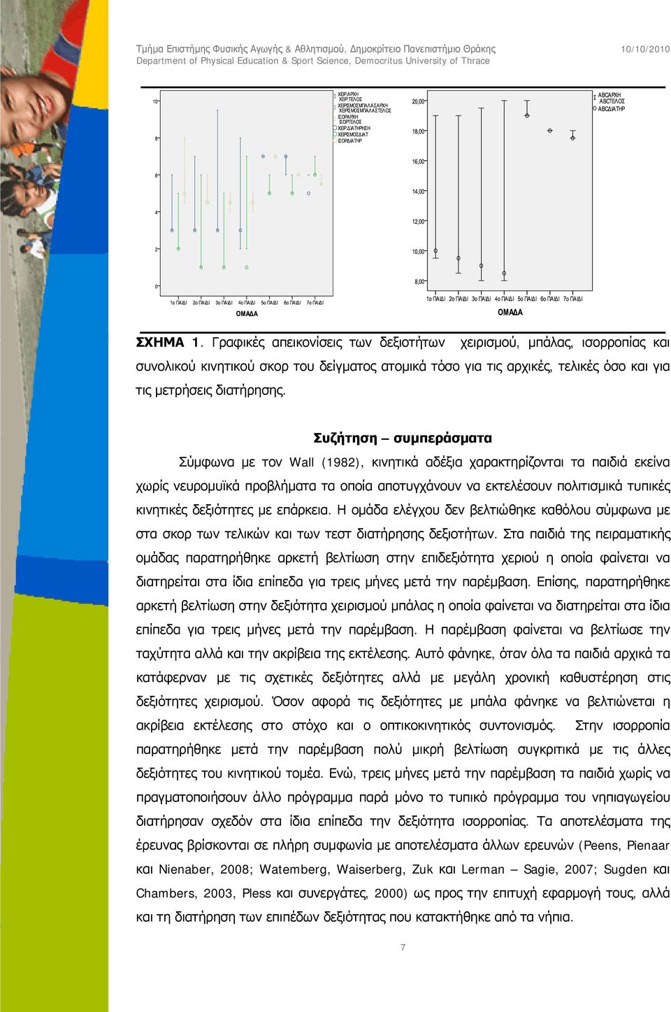 δεξιότητες με επάρκεια. Η ομάδα ελέγχου δεν βελτιώθηκε καθόλου σύμφωνα με στα σκορ των τελικών και των τεστ διατήρησης δεξιοτήτων.