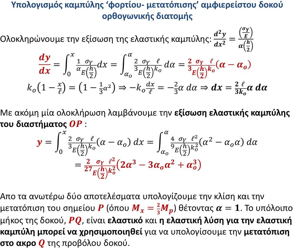 δύο αποτελέσματα υπολογίζουμε την κλίση και την μετατόπιση του σημείου (όπου ) θέτοντας.