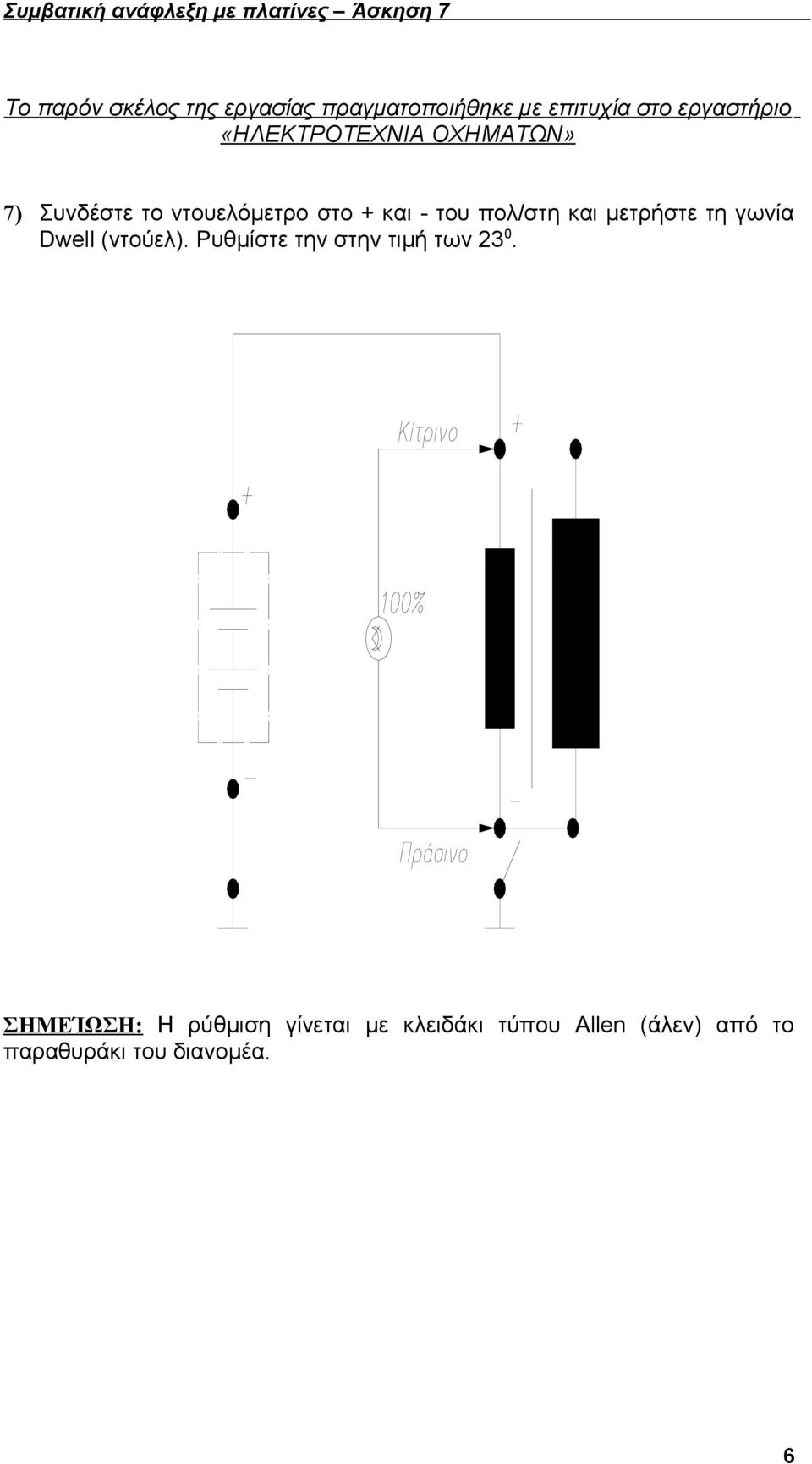 και - του πoλ/στη και μετρήστε τη γωνία Dwell (ντούελ). Ρυθμίστε την στην τιμή των 23 0.