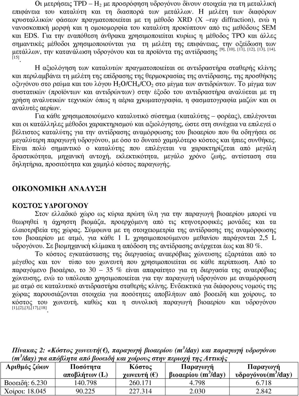 Για την εναπόθεση άνθρακα χρησιµοποιείται κυρίως η µέθοδος TPO και άλλες σηµαντικές µέθοδοι χρησιµοποιούνται για τη µελέτη της επιφάνειας, την οξείδωση των [9], [10], [11], [12], [13], [14],