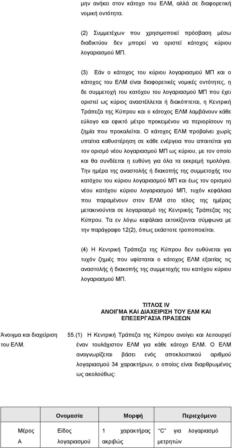 διακόπτεται, η Κεντρική Τράπεζα της Κύπρου και ο κάτοχος ΕΛΜ λαμβάνουν κάθε εύλογο και εφικτό μέτρο προκειμένου να περιορίσουν τη ζημία που προκαλείται.