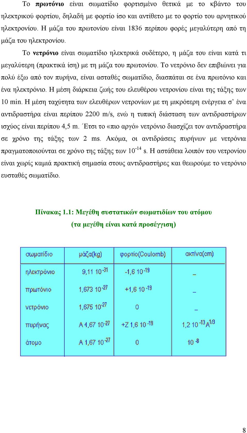 Το νετρόνιο είναι σωματίδιο ηλεκτρικά ουδέτερο, η μάζα του είναι κατά τι μεγαλύτερη (πρακτικά ίση) με τη μάζα του πρωτονίου.