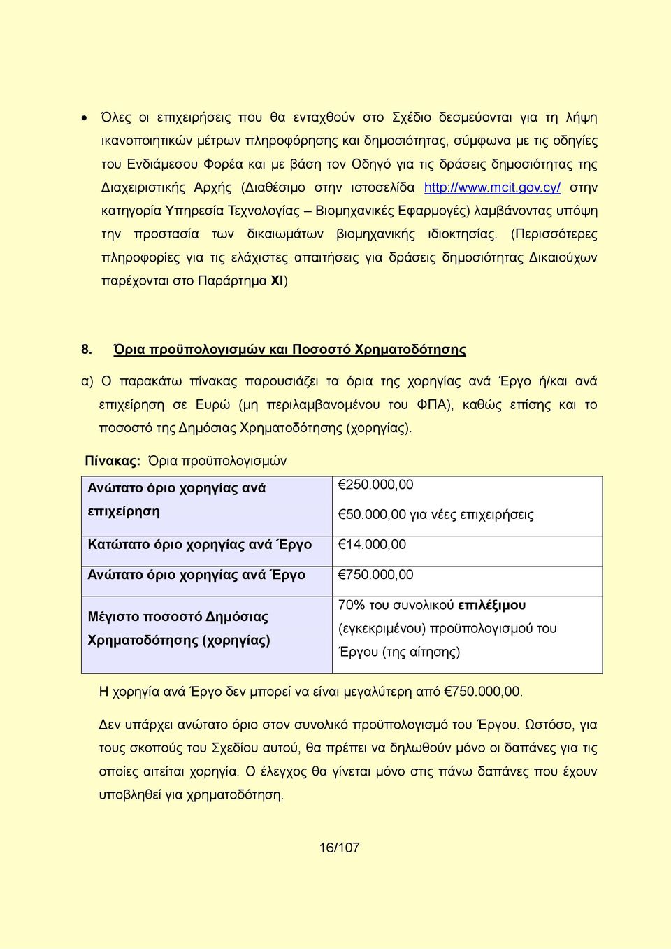 cy/ στην κατηγορία Υπηρεσία Τεχνολογίας Βιομηχανικές Εφαρμογές) λαμβάνοντας υπόψη την προστασία των δικαιωμάτων βιομηχανικής ιδιοκτησίας.