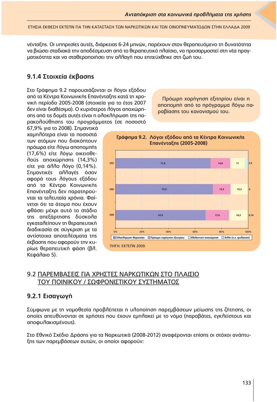 σταθεροποιήσει την αλλαγή που επιτεύχθηκε στη ζωή του. 9.1.4 Στοιχεία έκβασης Στο Γράφηµα 9.