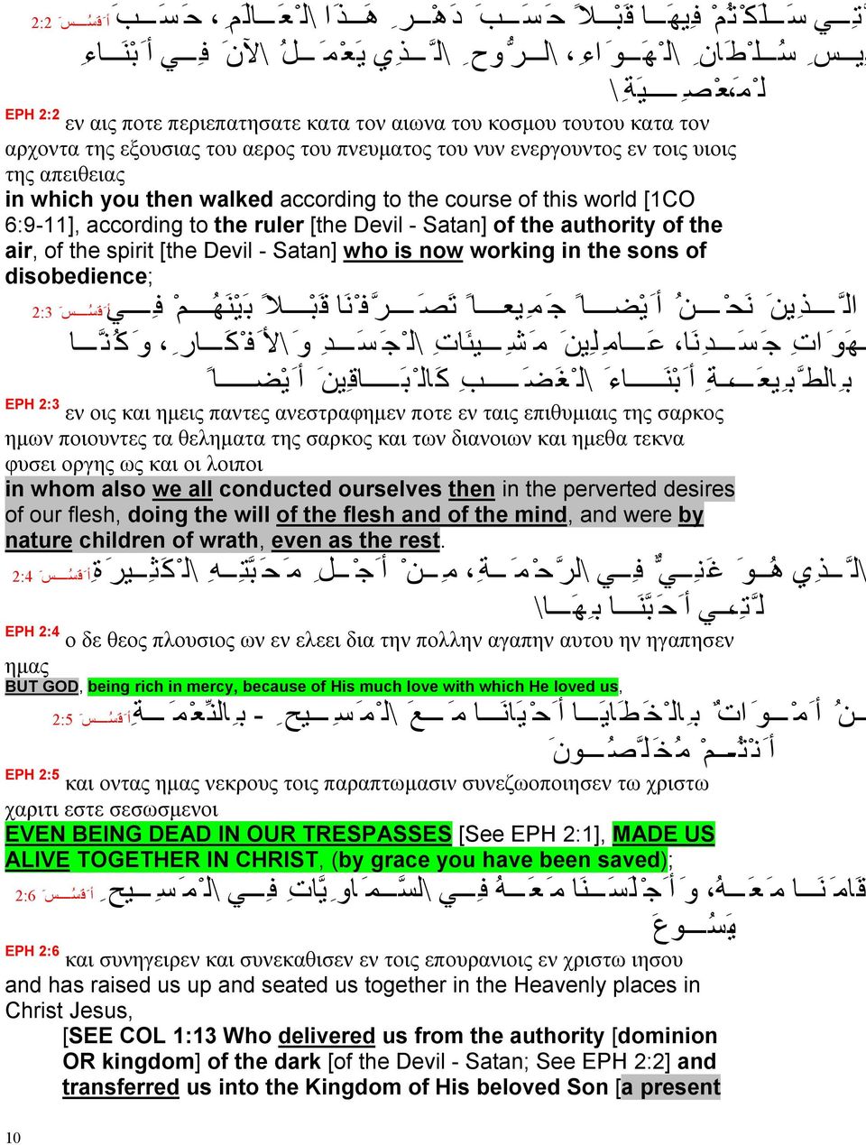 6:9-11], according to the ruler [the Devil - Satan] of the authority of the air, of the spirit [the Devil - Satan] who is now working in the sons of disobedience; ال ذ ین ن ح ن أ ی ض ا ج م یع ا ت ص ر