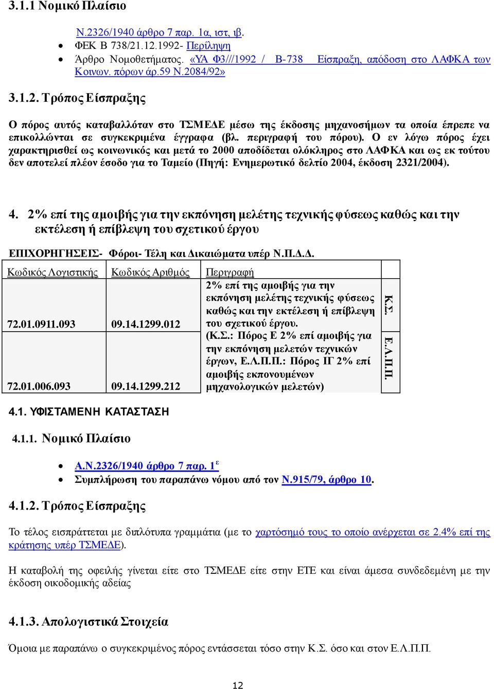 Ο εν λόγω πόρος έχει χαρακτηρισθεί ως κοινωνικός και μετά το 2000 αποδίδεται ολόκληρος στο ΛΑΦΚΑ και ως εκ τούτου δεν αποτελεί πλέον έσοδο για το Ταμείο (Πηγή: Ενημερωτικό δελτίο 2004, έκδοση