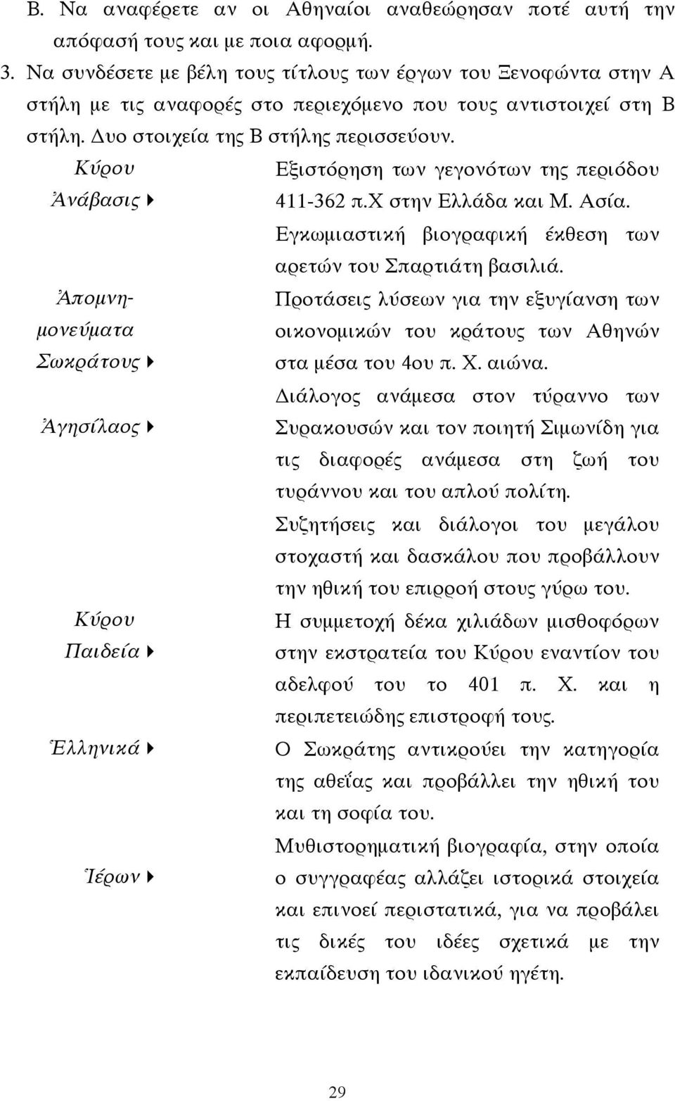 Κύρου Εξιστόρηση των γεγονότων της περιόδου Ἀνάβασις# 411-362 π.χ στην Ελλάδα και Μ. Ασία.