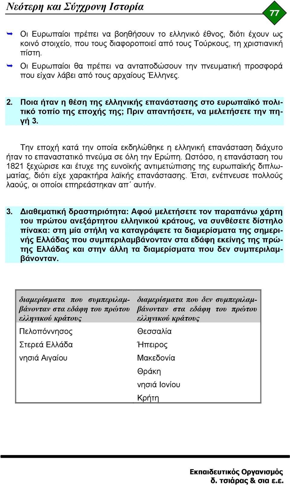 Ποια ήταν η θέση της ελληνικής επανάστασης στο ευρωπαϊκό πολιτικό τοπίο της εποχής της; Πριν απαντήσετε, να μελετήσετε την πηγή 3.