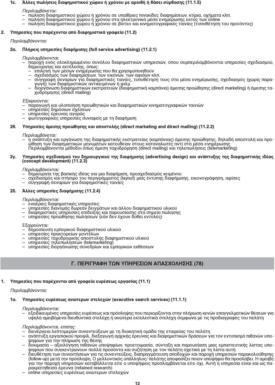Υπηρεσίες που παρέχονται από διαφημιστικά γραφεία (11.2)