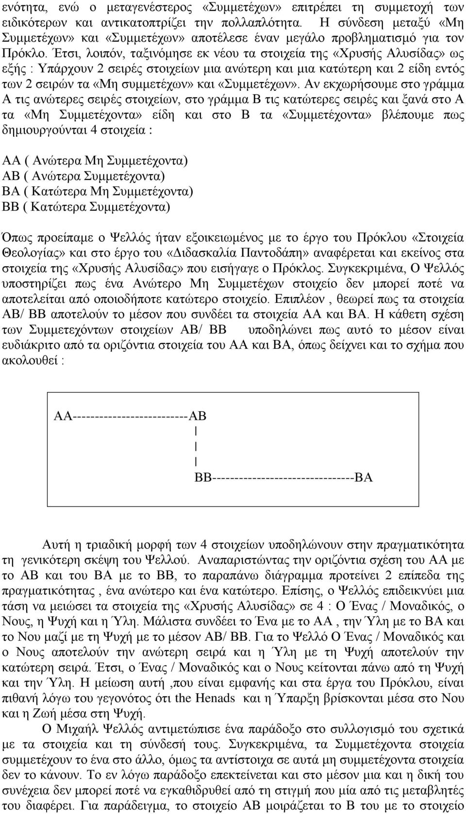 Έτσι, λοιπόν, ταξινόμησε εκ νέου τα στοιχεία της «Χρυσής Αλυσίδας» ως εξής : Υπάρχουν 2 σειρές στοιχείων μια ανώτερη και μια κατώτερη και 2 είδη εντός των 2 σειρών τα «Μη συμμετέχων» και «Συμμετέχων».