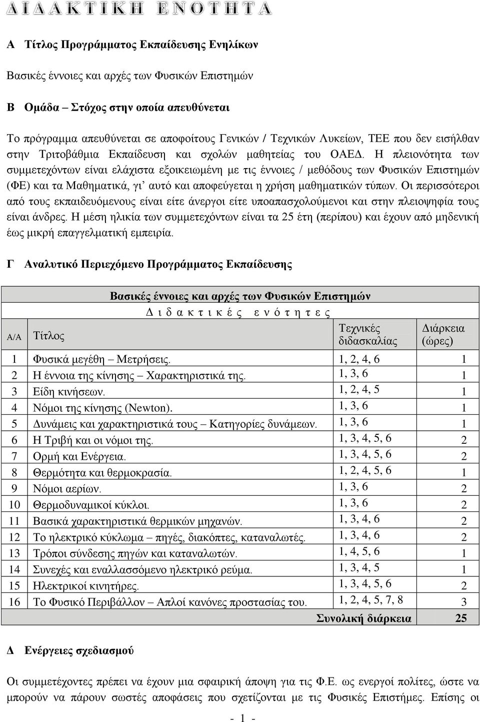 Η πλειονότητα των συμμετεχόντων είναι ελάχιστα εξοικειωμένη με τις έννοιες / μεθόδους των Φυσικών Επιστημών (ΦΕ) και τα Μαθηματικά, γι αυτό και αποφεύγεται η χρήση μαθηματικών τύπων.