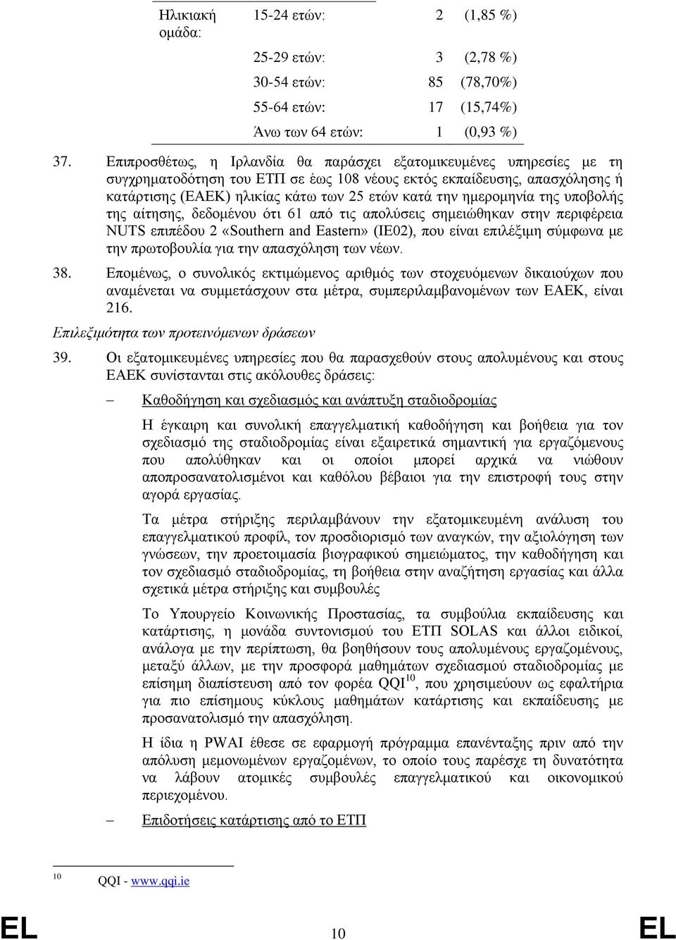 ημερομηνία της υποβολής της αίτησης, δεδομένου ότι 61 από τις απολύσεις σημειώθηκαν στην περιφέρεια NUTS επιπέδου 2 «Southern and Eastern» (IE02), που είναι επιλέξιμη σύμφωνα με την πρωτοβουλία για