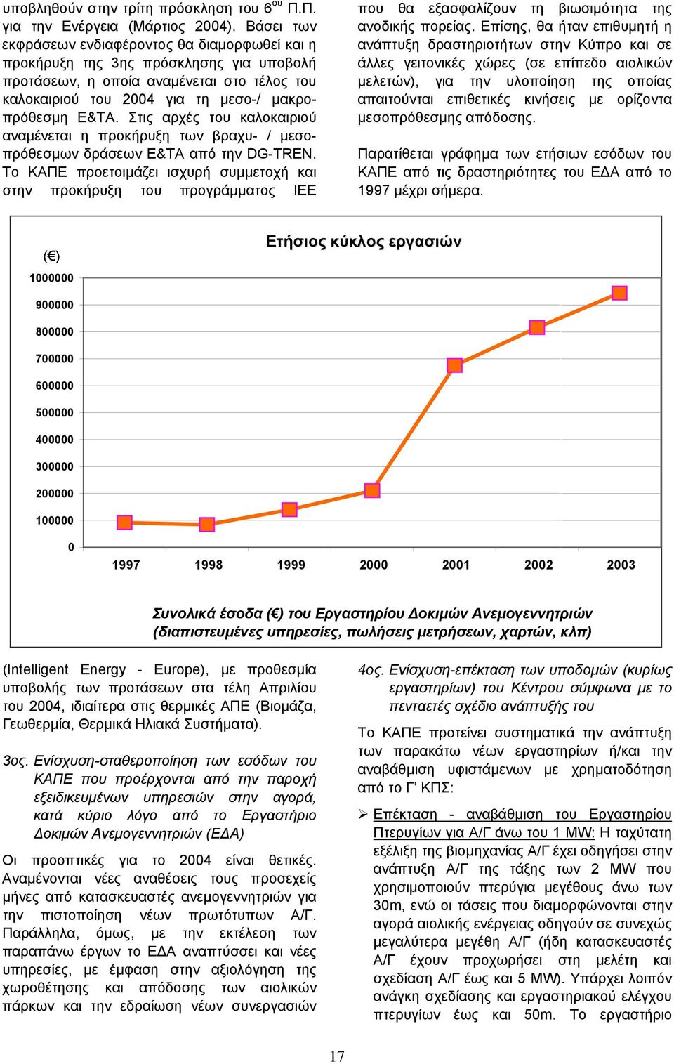 Στις αρχές του καλοκαιριού αναµένεται η προκήρυξη των βραχυ / µεσοπρόθεσµων δράσεων Ε&ΤΑ από την DGTREN.