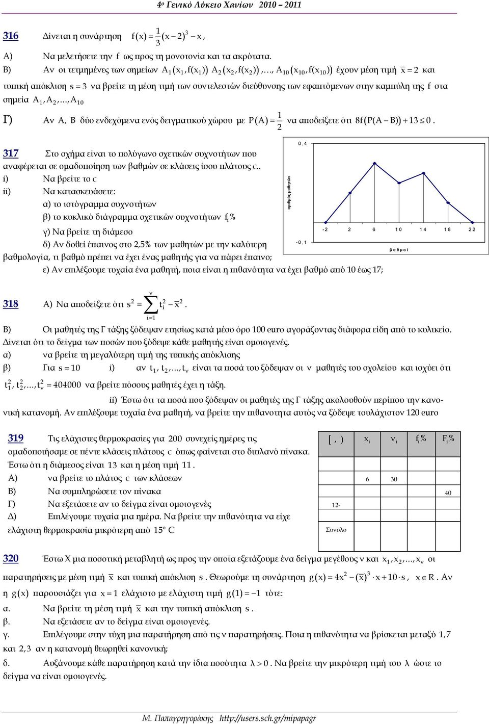 σημεία A,A,...,A 0 P A Γ) Αν A, B δύο ενδεχόμενα ενός δειγματιού χώρου με να αποδείξετε ότι 8f P(A B) 3 0.