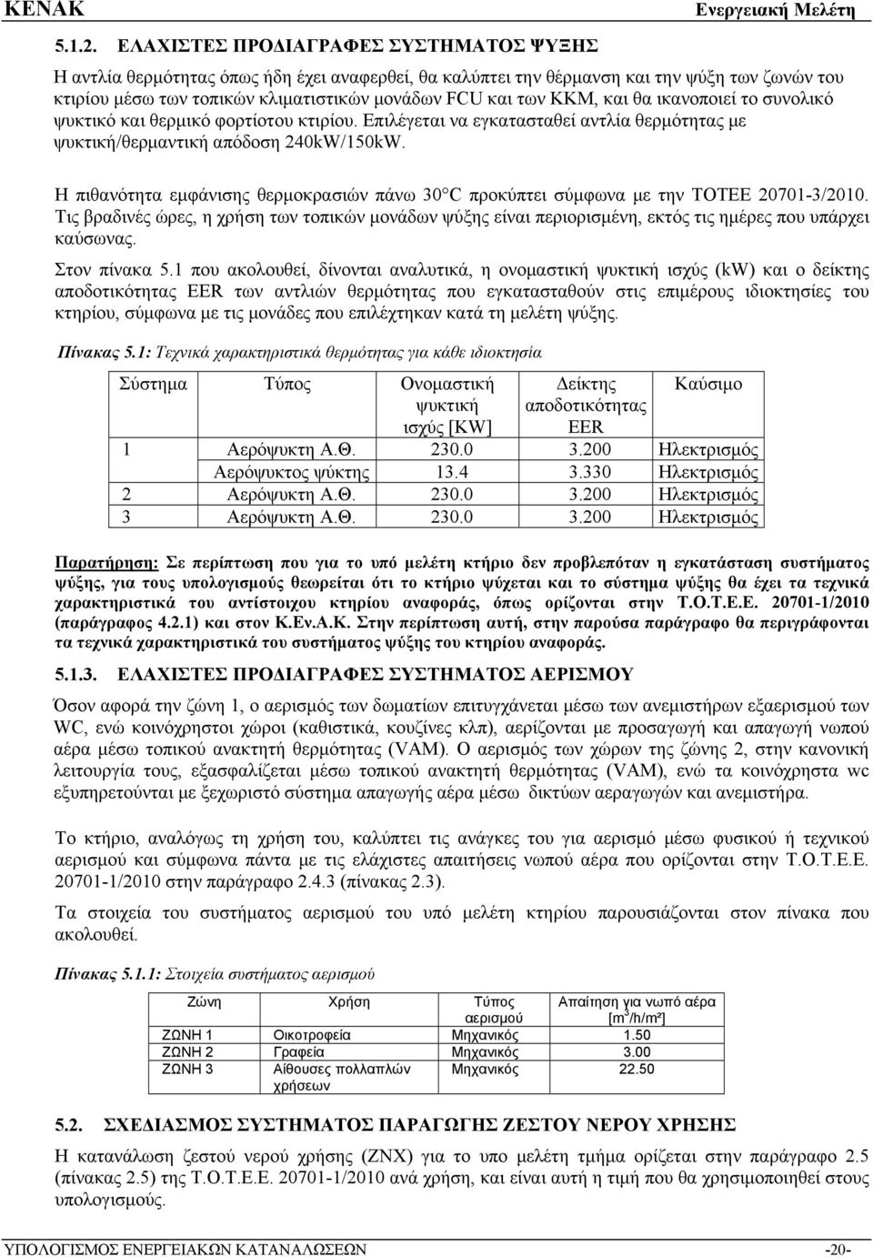 ΚΚΜ, και θα ικανοποιεί το συνολικό ψυκτικό και θερμικό φορτίοτου κτιρίου. Επιλέγεται να εγκατασταθεί αντλία θερμότητας με ψυκτική/θερμαντική απόδοση 240kW/150kW.