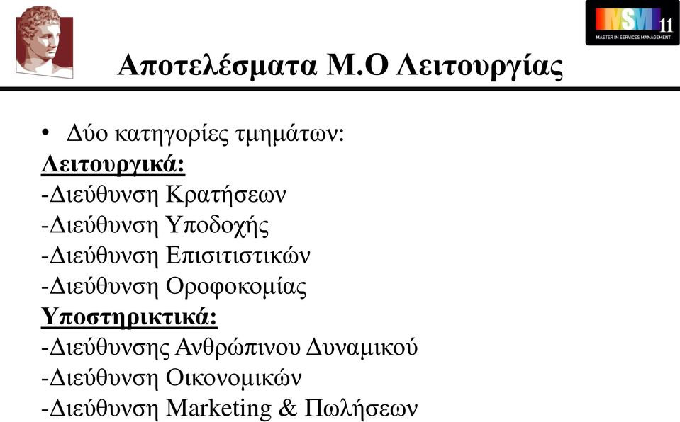 Κρατήσεων -Διεύθυνση Υποδοχής -Διεύθυνση Επισιτιστικών