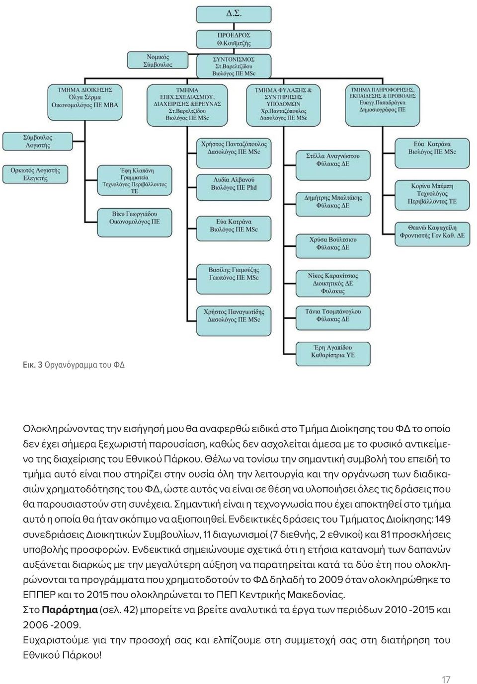 Θέλω να τονίσω την σημαντική συμβολή του επειδή το τμήμα αυτό είναι που στηρίζει στην ουσία όλη την λειτουργία και την οργάνωση των διαδικασιών χρηματοδότησης του ΦΔ, ώστε αυτός να είναι σε θέση να