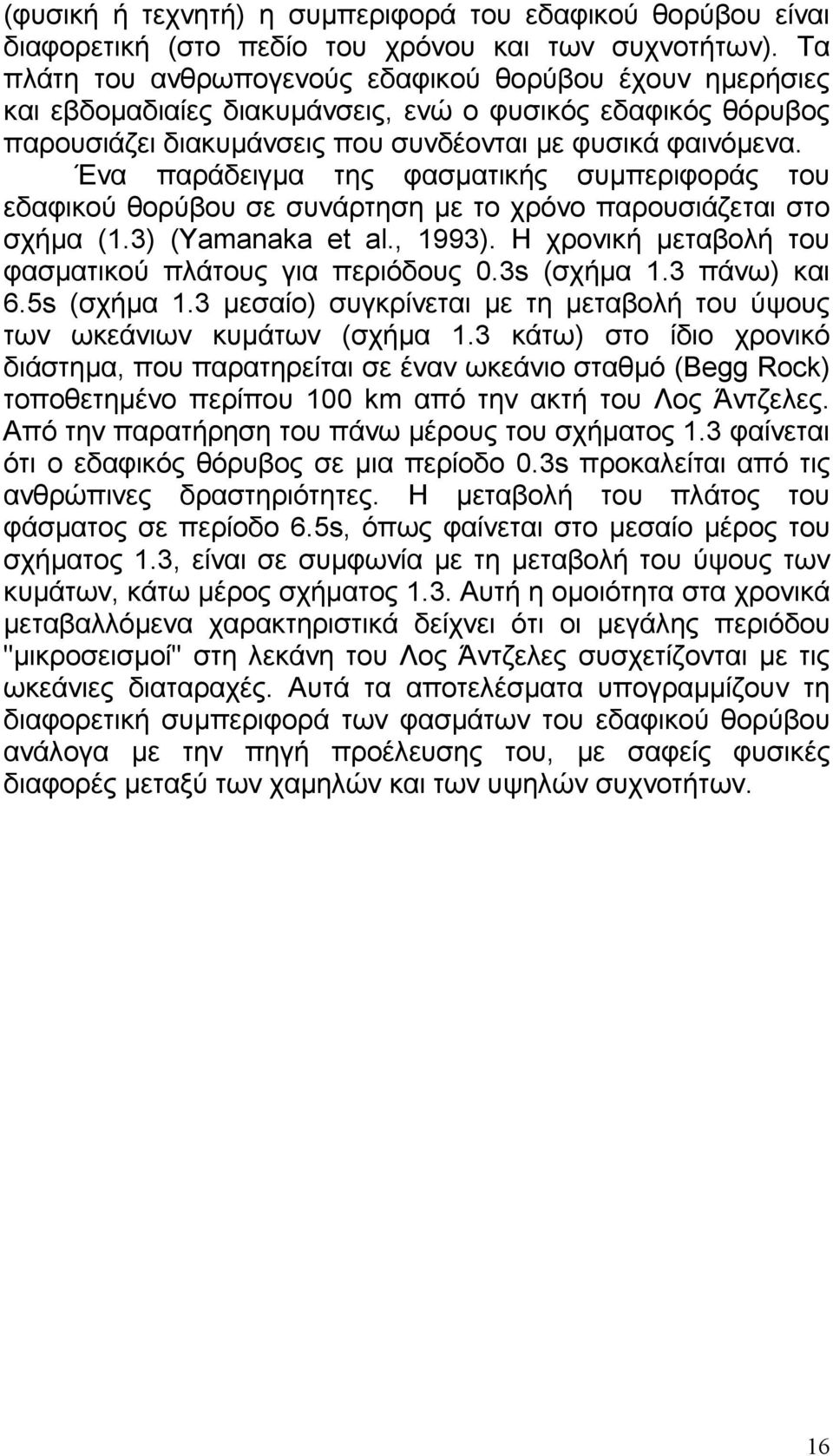 Ένα παράδειγµα της φασµατικής συµπεριφοράς του εδαφικού θορύβου σε συνάρτηση µε το χρόνο παρουσιάζεται στο σχήµα (1.3) (Yamanaka et al., 1993).