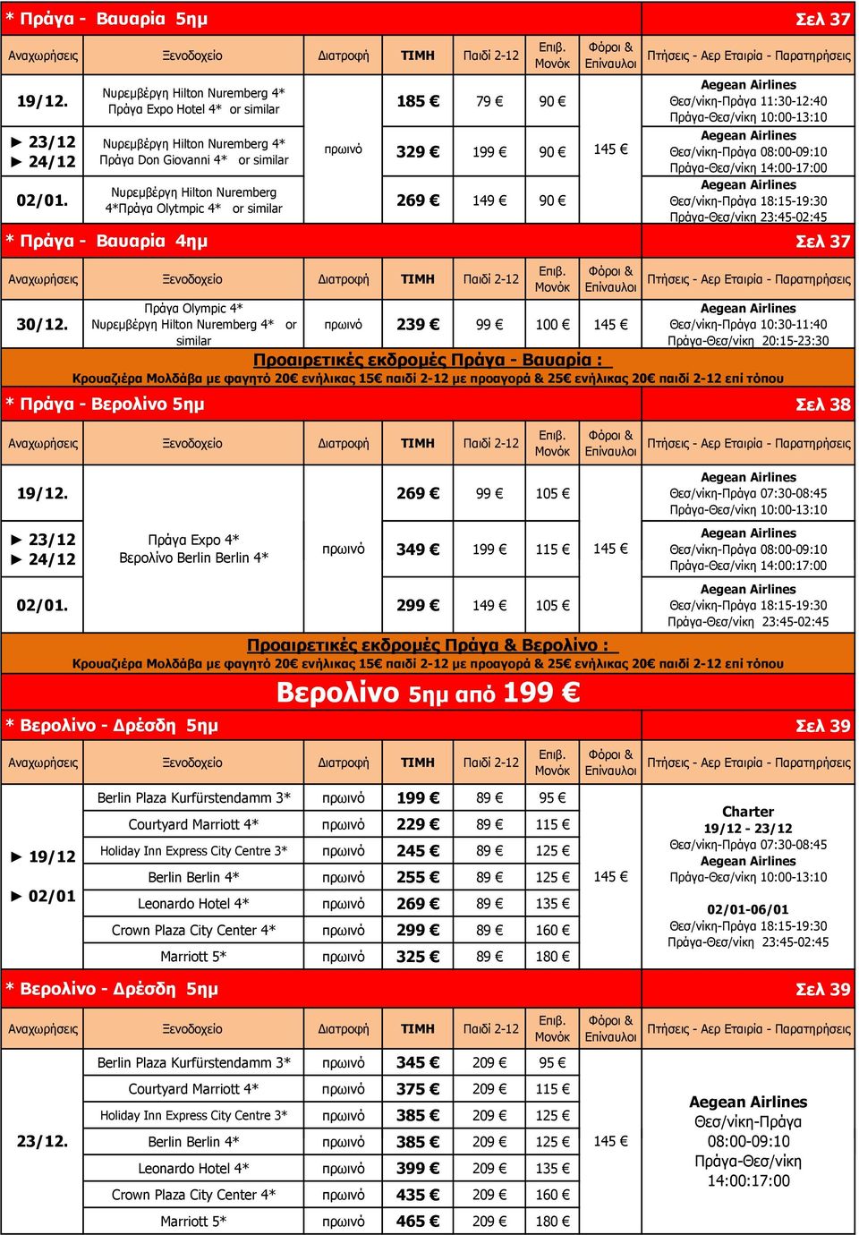 Βαυαρία 4ημ 1 79 90 πρωινό 329 199 90 145 269 149 90 Σελ 37 Θεσ/νίκη-Πράγα 11:30-12:40 Πράγα-Θεσ/νίκη 10:00-13:10 Θεσ/νίκη-Πράγα 08:00-09:10 Πράγα-Θεσ/νίκη 14:00-17:00 Θεσ/νίκη-Πράγα 18:15-19:30