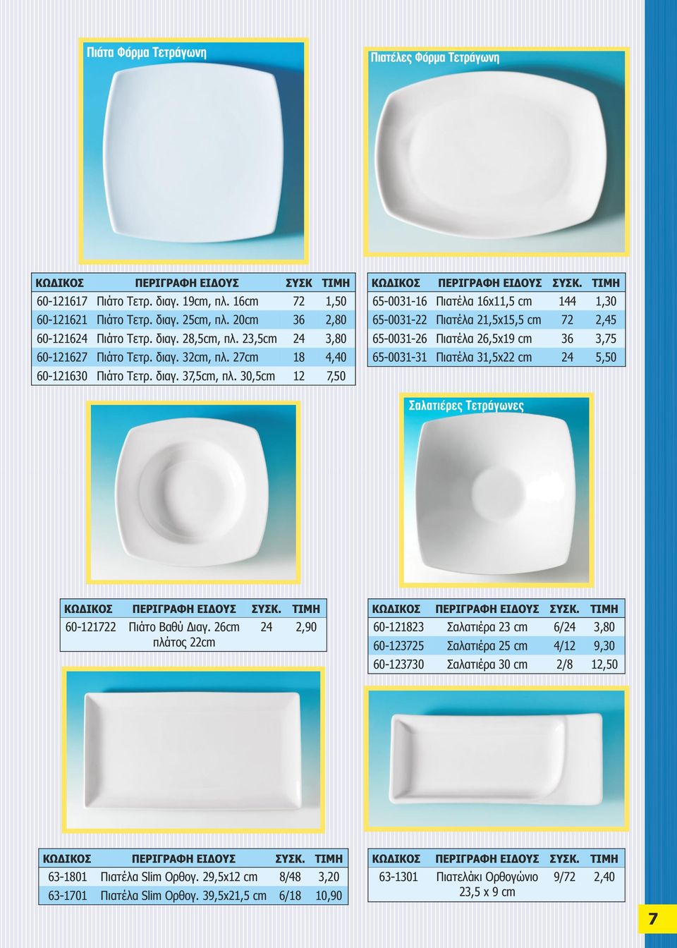 30,5cm 12 7,50 65-0031-16 Πιατέλα 16x11,5 cm 144 1,30 65-0031-22 Πιατέλα 21,5x15,5 cm 72 2,45 65-0031-26 Πιατέλα 26,5x19 cm 36 3,75 65-0031-31 Πιατέλα 31,5x22 cm 24 5,50 60-121722 Πιάτο Βαθύ