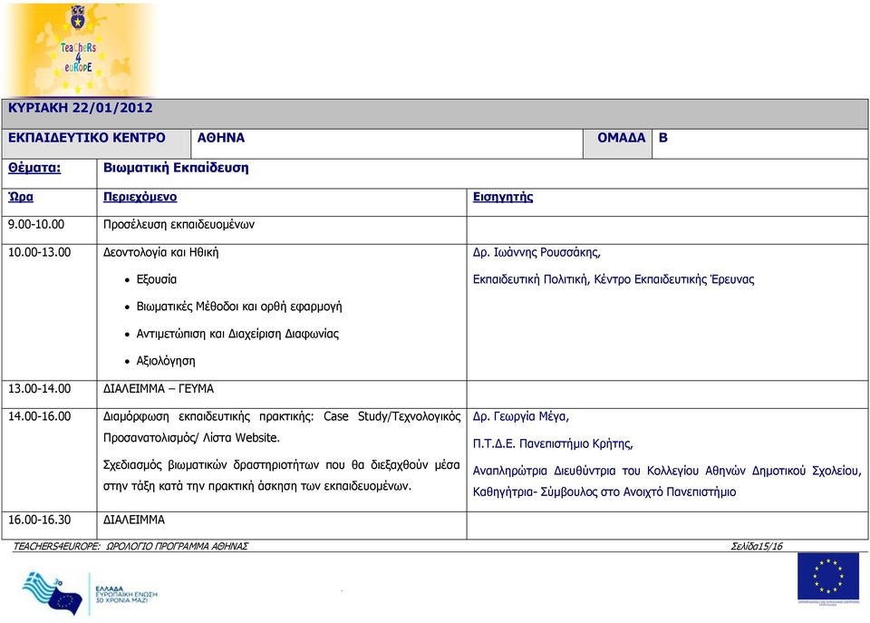 Διαμόρφωση εκπαιδευτικής πρακτικής: Case Study/Τεχνολογικός Προσανατολισμός/ Λίστα Website Σχεδιασμός βιωματικών δραστηριοτήτων που θα διεξαχθούν μέσα στην τάξη κατά την πρακτική άσκηση των