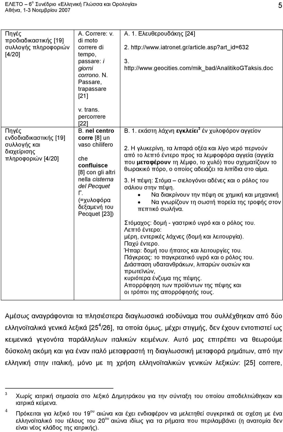 1. Ελευθερουδάκης [24] 2. http://www.iatronet.gr/article.asp?art_id=632 3. http://www.geocities.com/mik_bad/analitikogtaksis.doc Β. 1. εκάστη λάχνη εγκλείει 3 έν χυλοφόρον αγγείον 2.